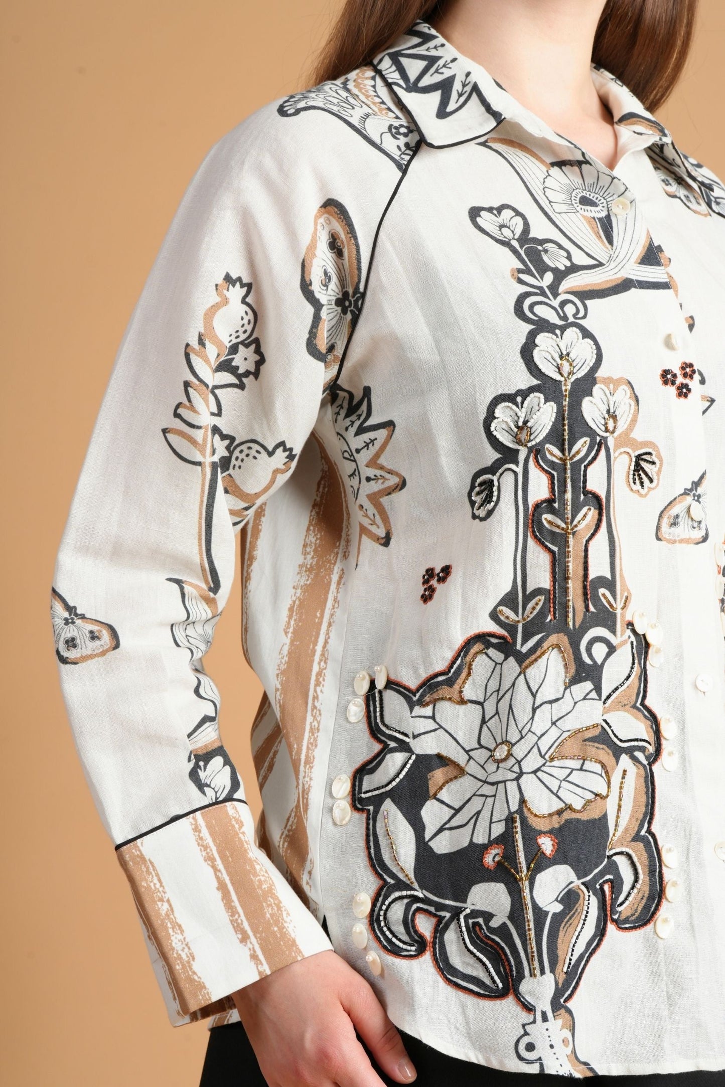 Soraya Printed Ladies Embellished Shirt
