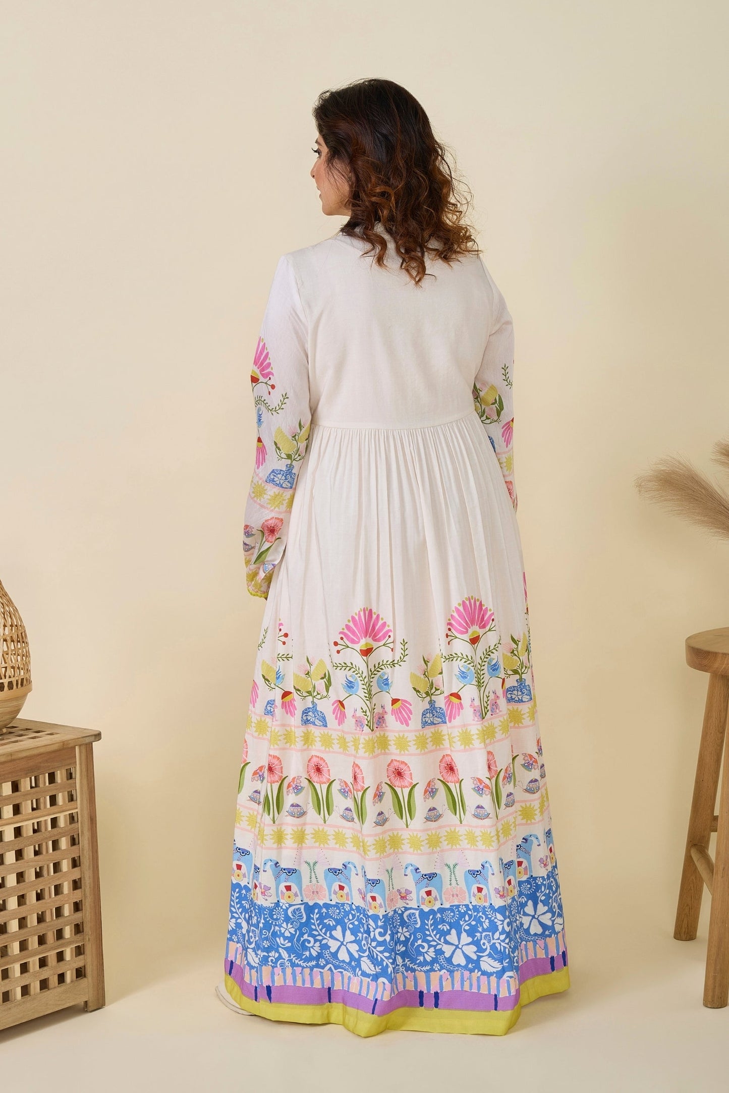 Dala Printed And Embellished Girls Long Dress & Dala Embellished Ladies Long Dress