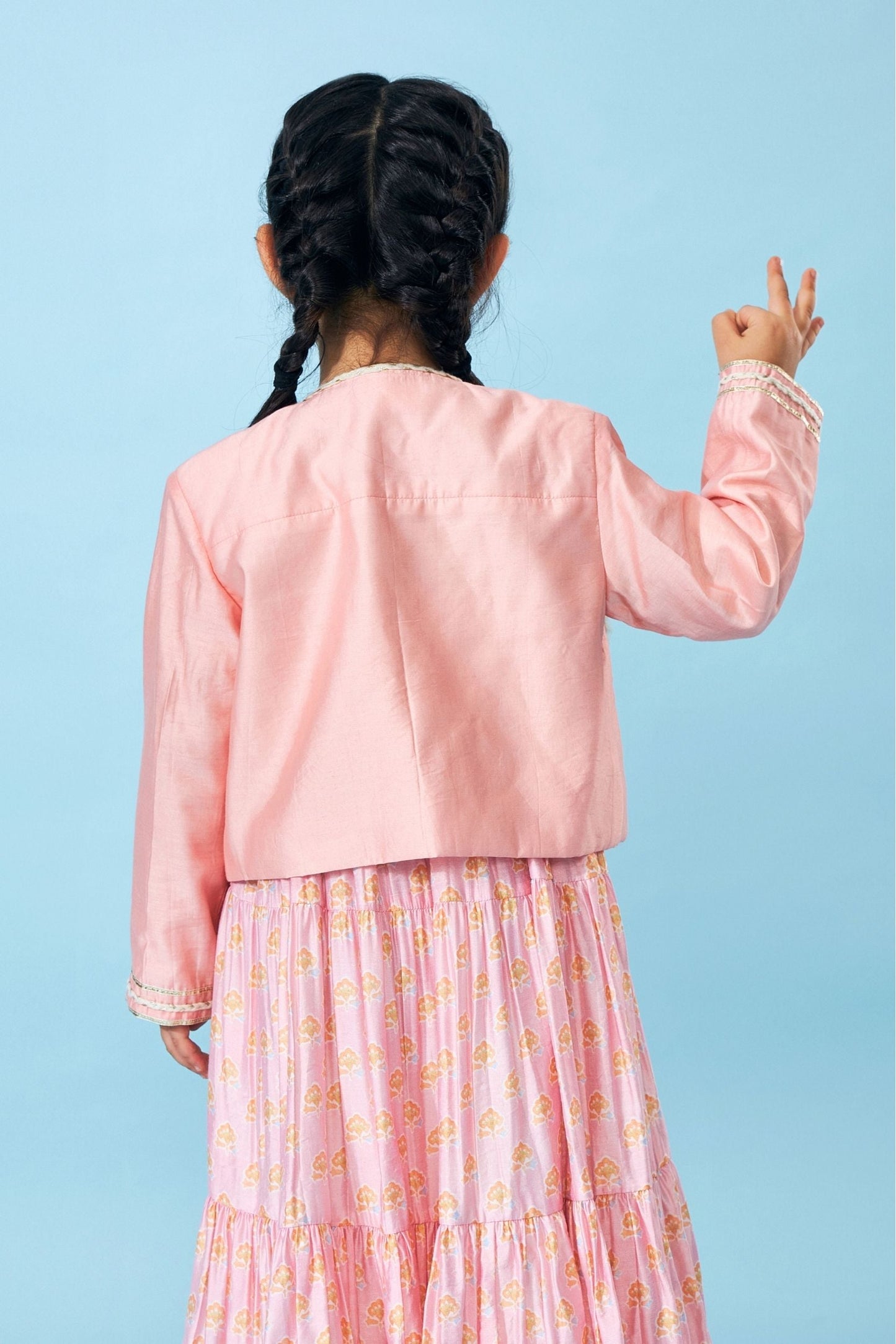 Flora Peach Girls Jacket