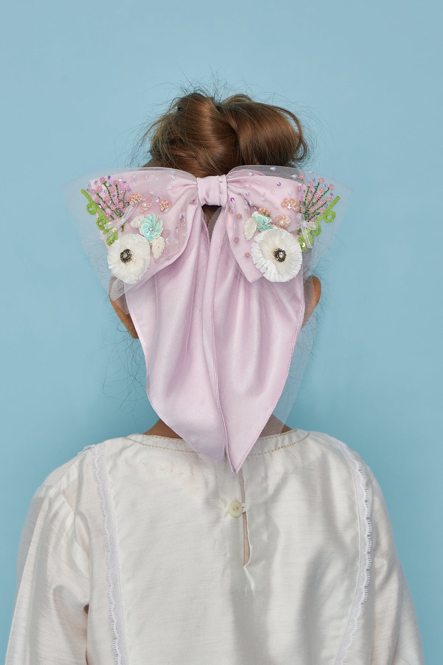 Blooma Lavender Embellished Bow Clip( on kids)