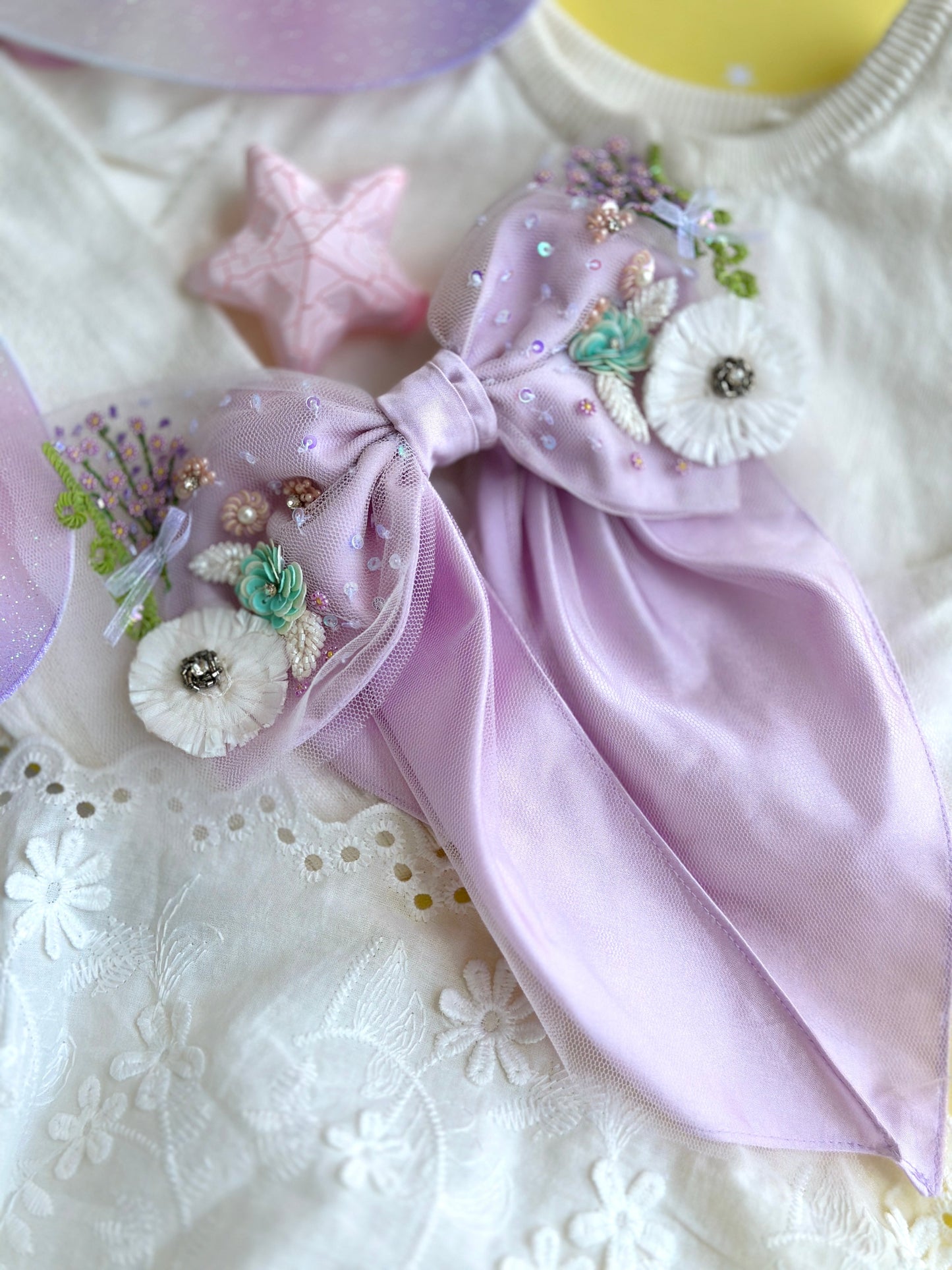 Blooma Lavender Embellished Bow Clip( on kids)