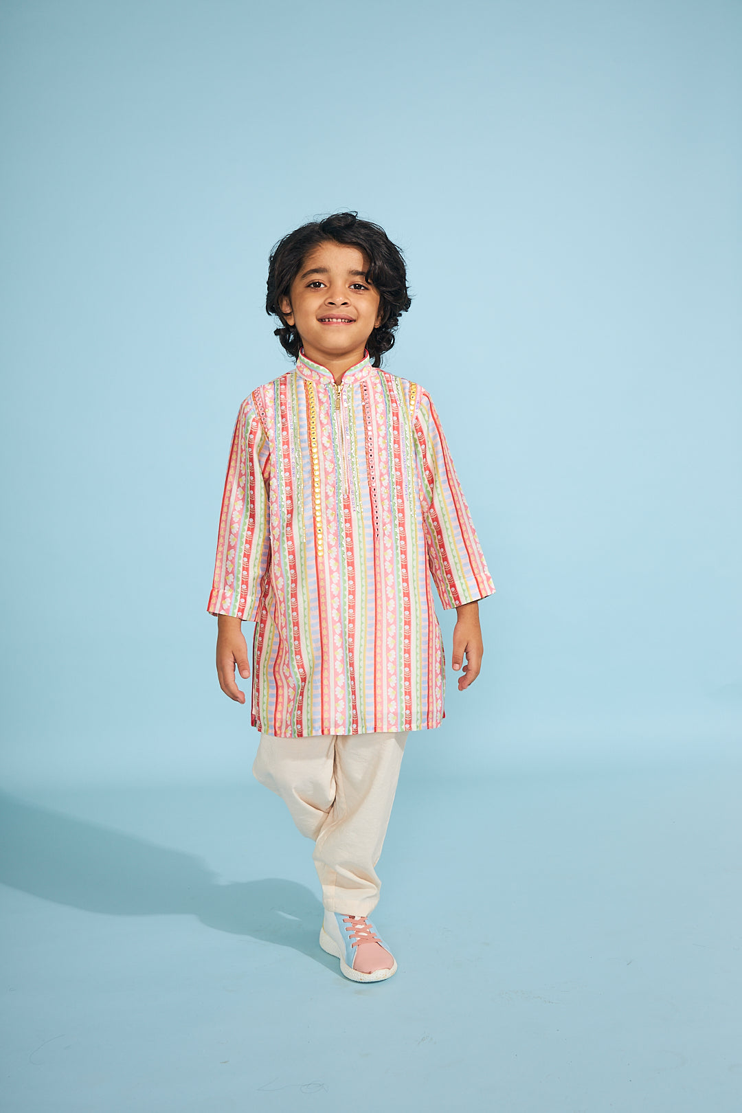 Candy Stripe Boys Embellished Tunic Trouser Coord (2 Pc Set)