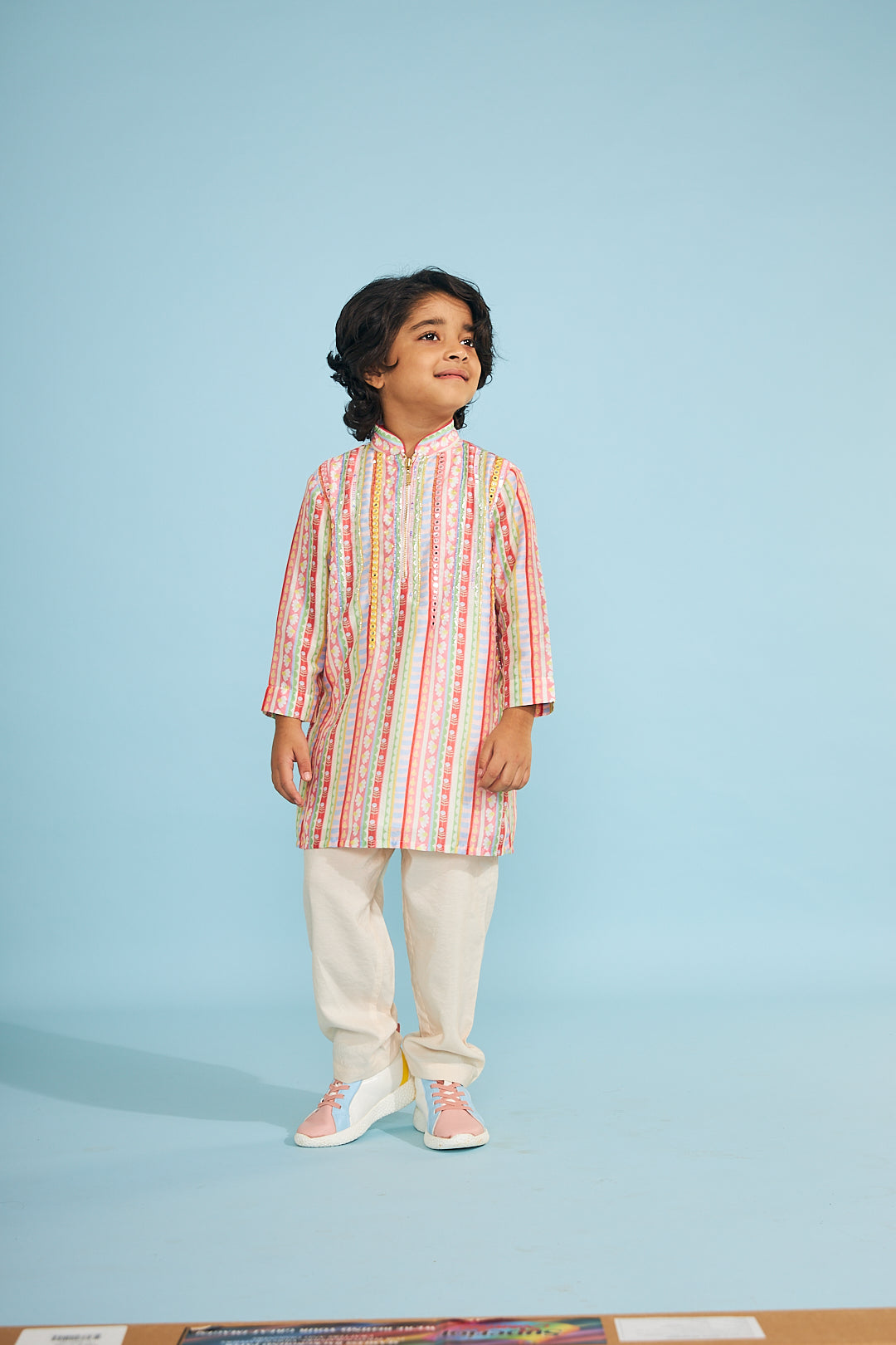 Candy Stripe Boys Embellished Tunic Trouser Coord (2 Pc Set)