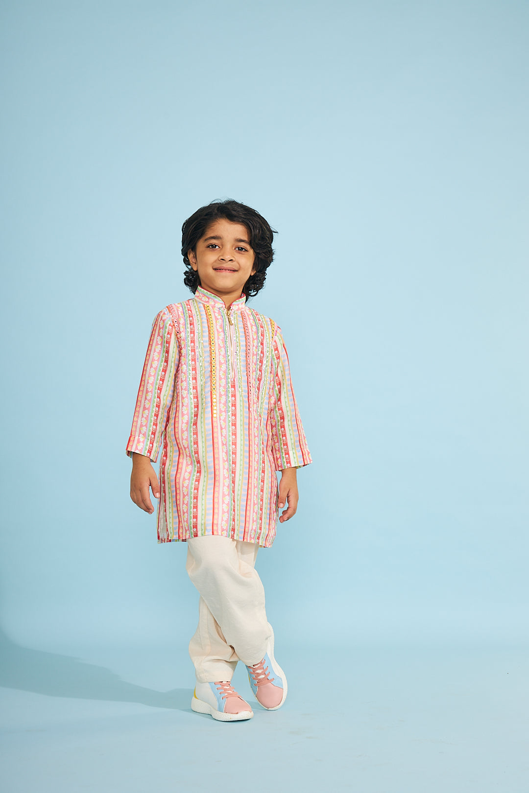 Candy Stripe Boys Embellished Tunic Trouser Coord (2 Pc Set)