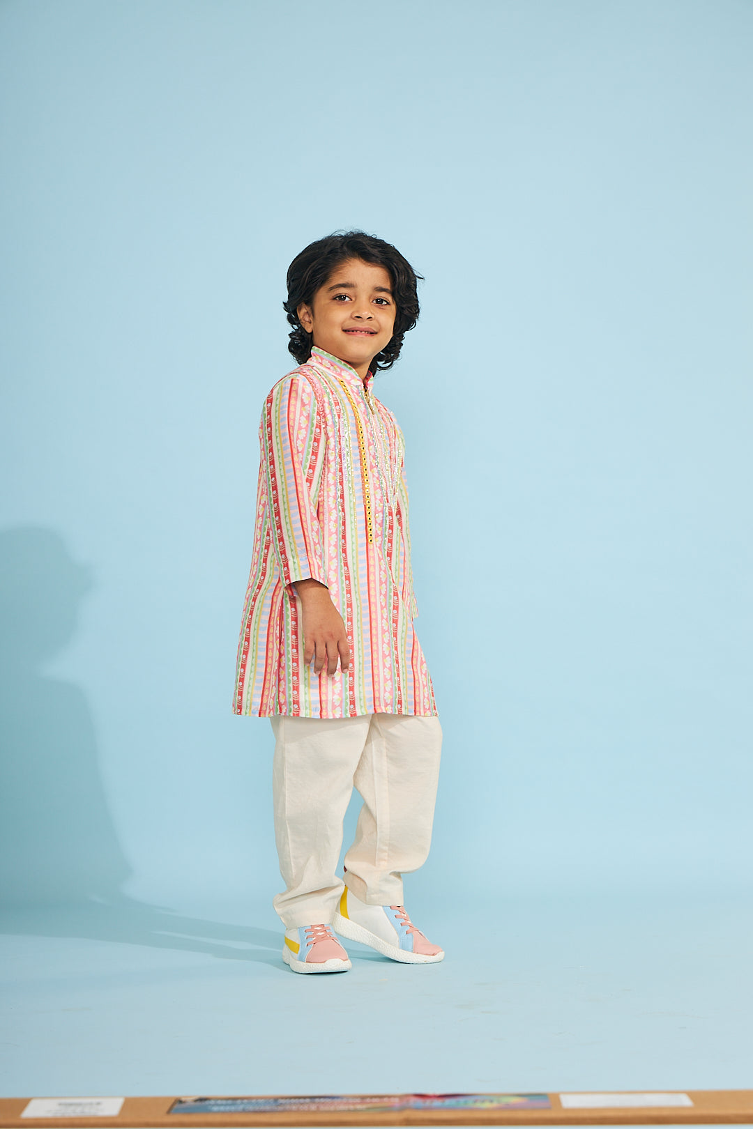 Candy Stripe Boys Embellished Tunic Trouser Coord (2 Pc Set)