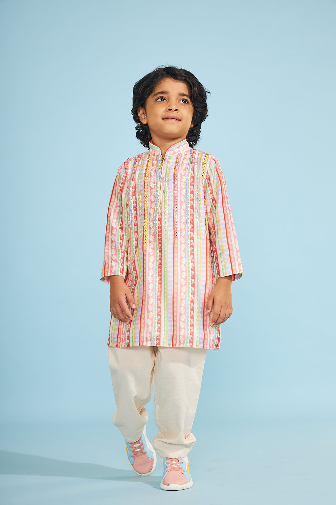 Candy Stripe Boys Embellished Tunic Trouser Coord (2 Pc Set)