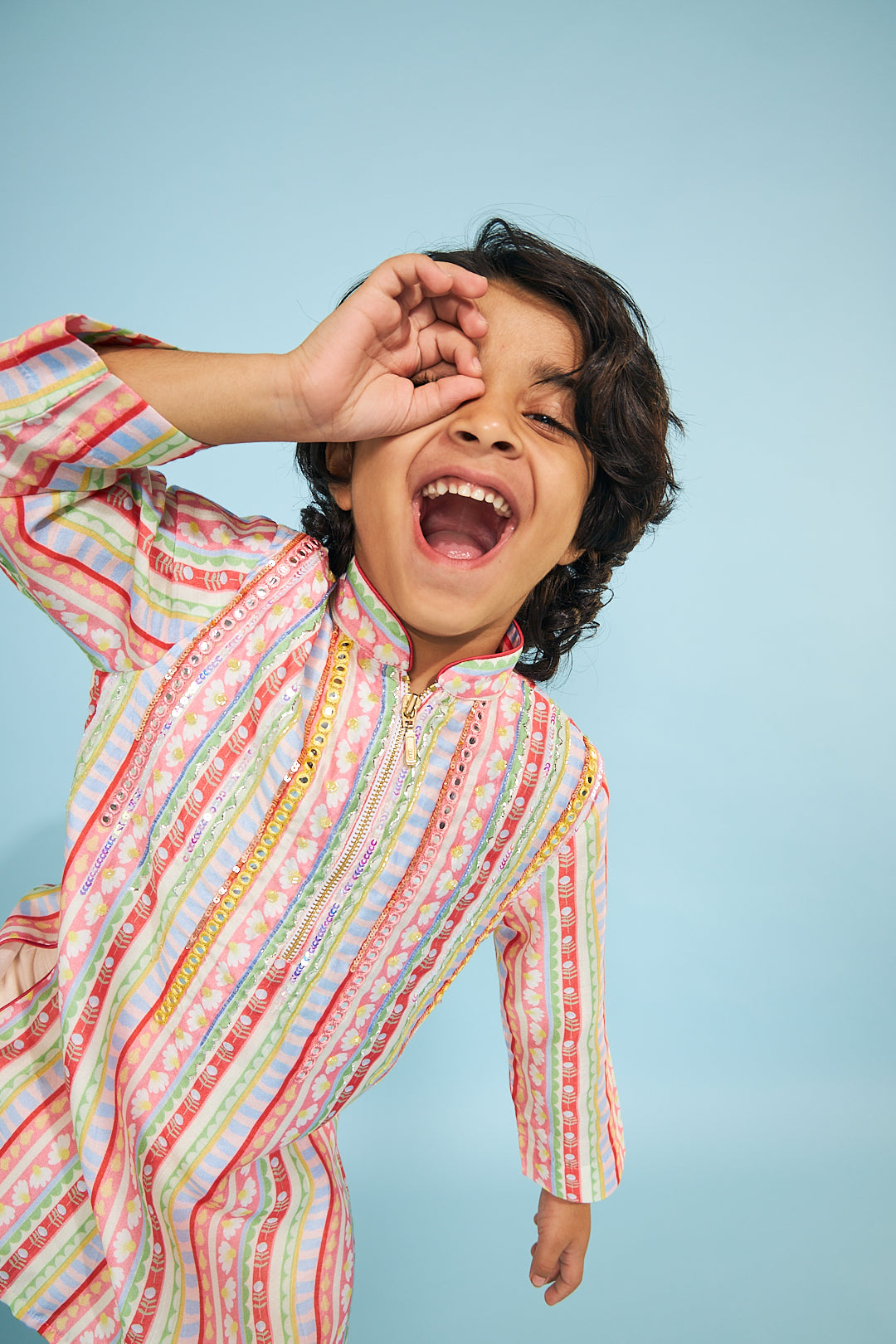 Candy Stripe Boys Embellished Tunic Trouser Coord (2 Pc Set)