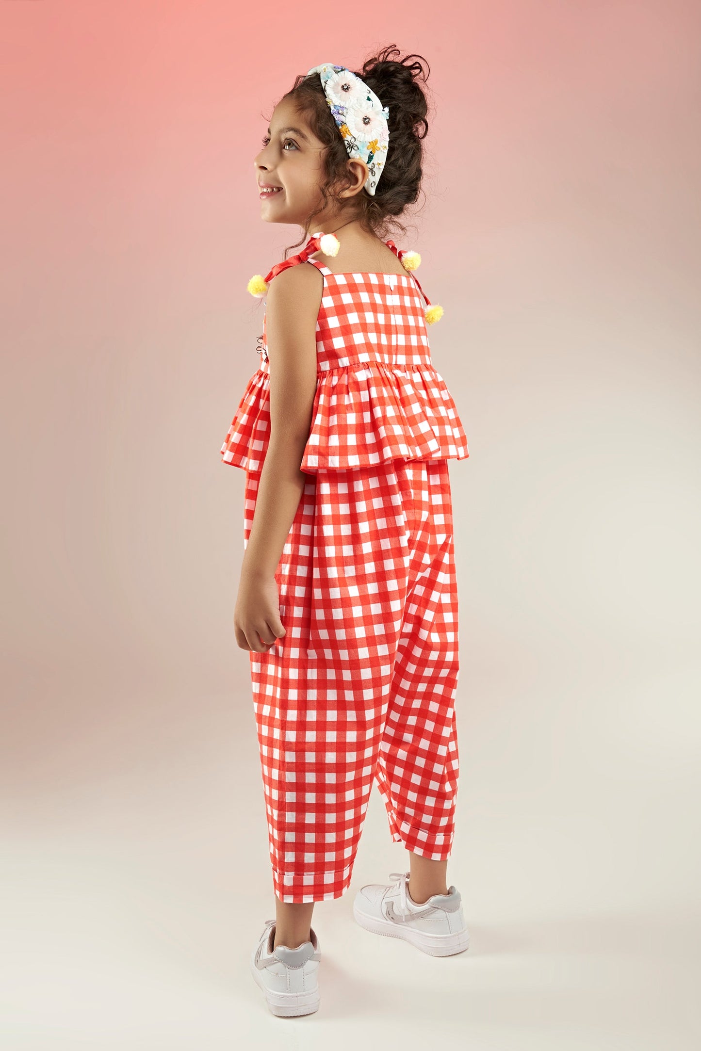 Check Out The Daisies Embellished Printed Cotton Jumpsuit Kids - Joey & Pooh
