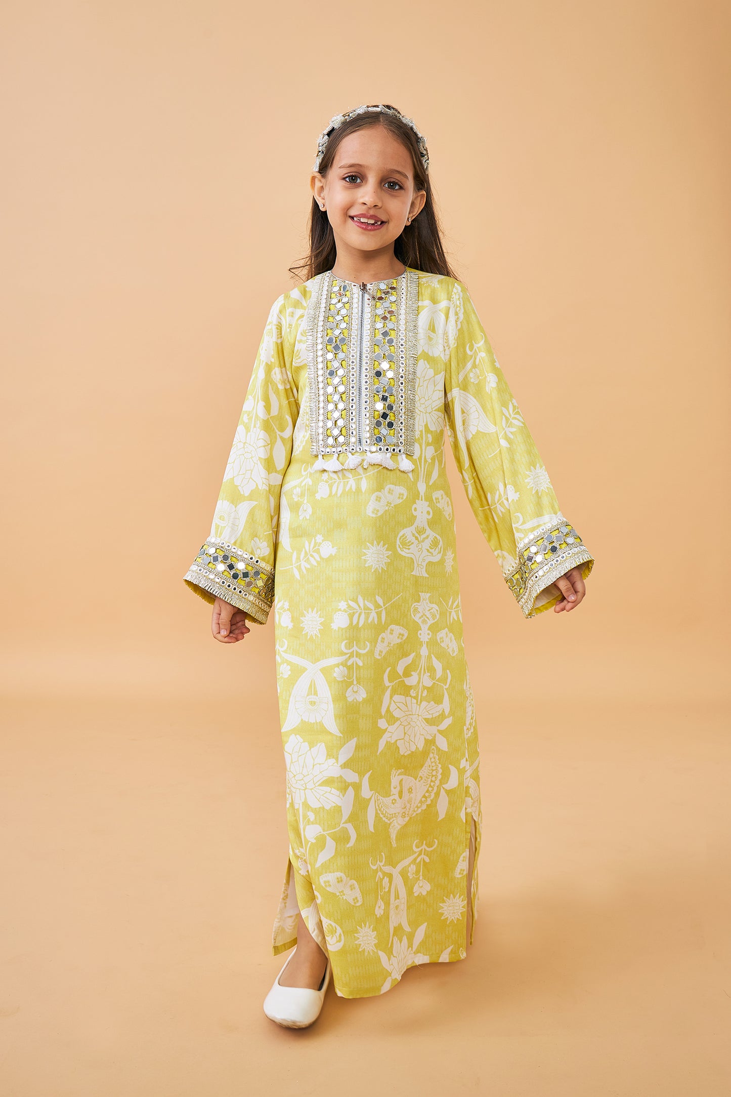 Poppy Yellow Girls Long Dress