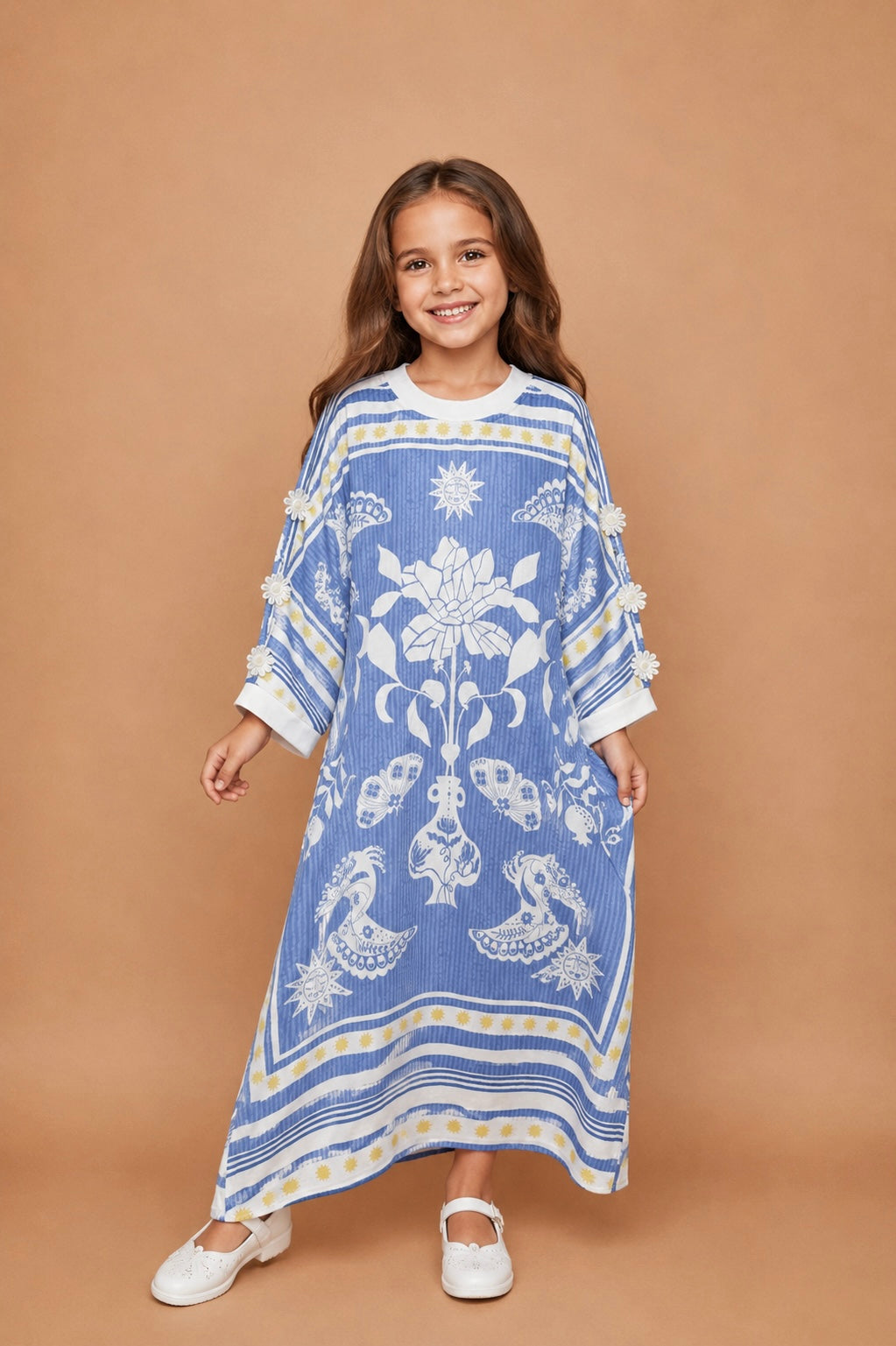 Nola Blue Girls Kaftan Dress