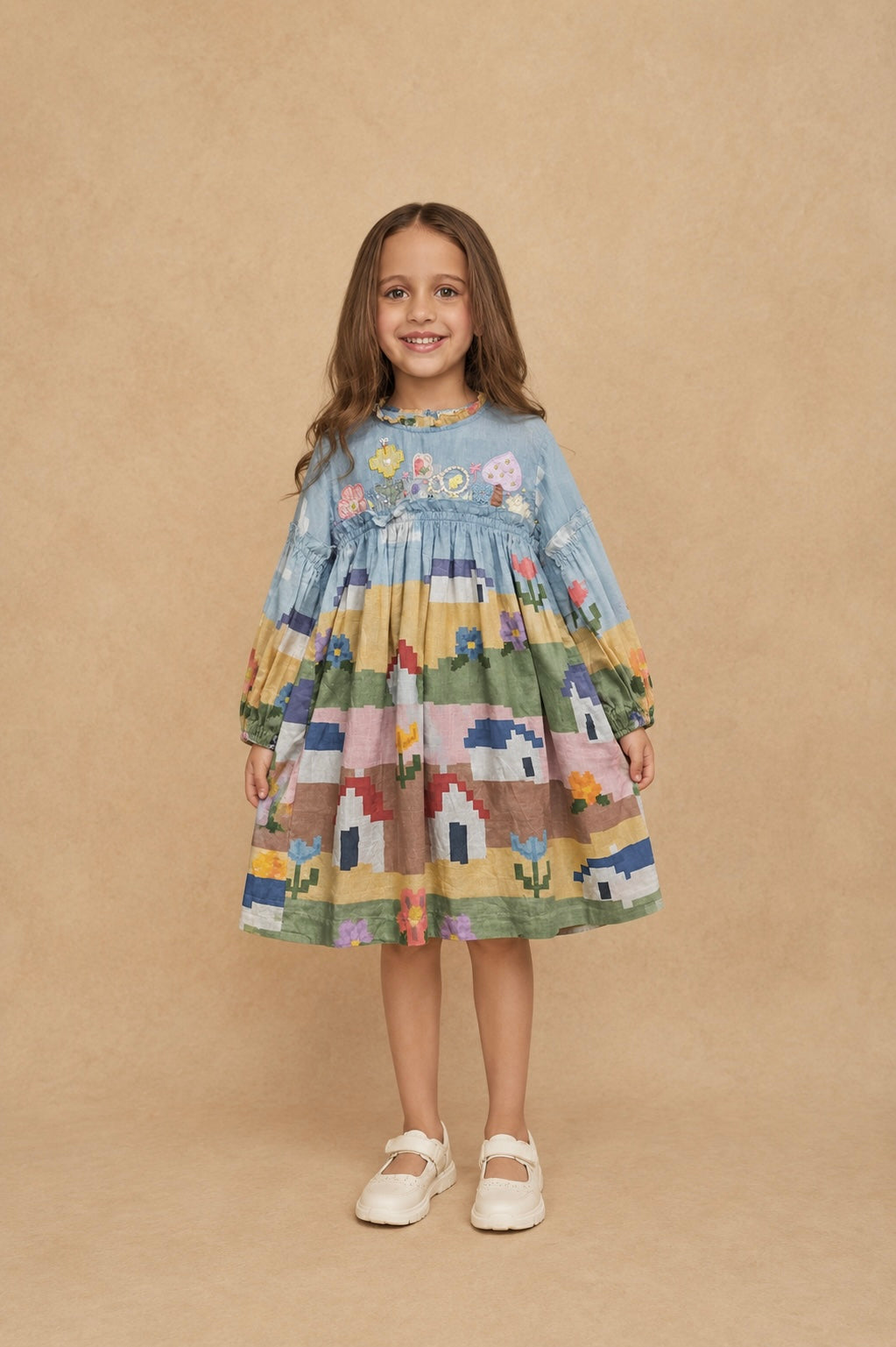 Hannah Cottage Girls Embellished Frill Dress