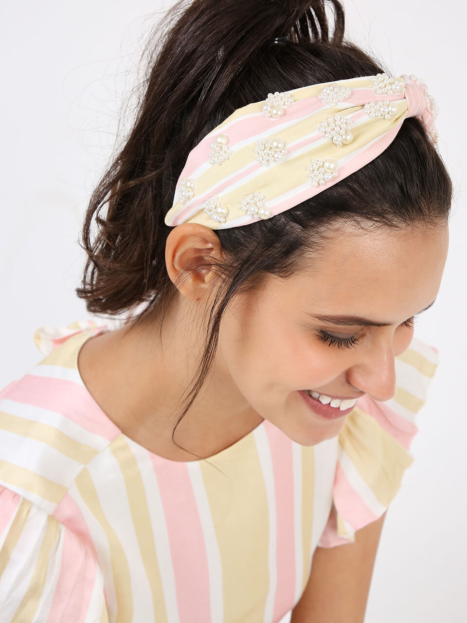 Posies Stripe Pearl Headband by Joey & Pooh