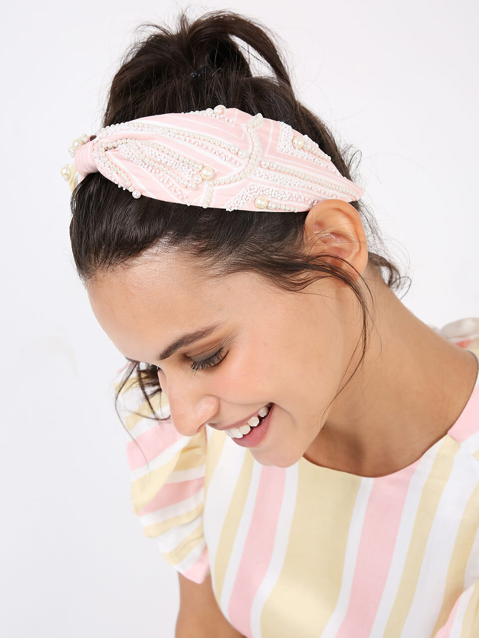 Posies Stripe Pearl Headband by Joey & Pooh