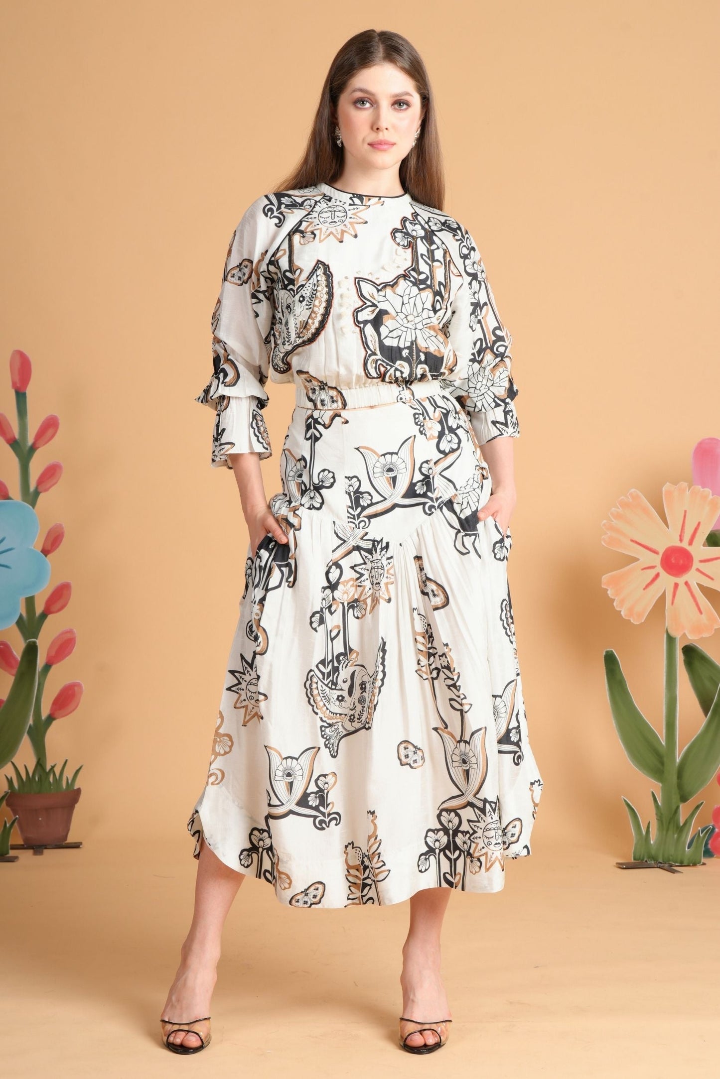 Soraya Embellished Ladies Blouse & Skirt Coord (Set Of 2 Pcs)