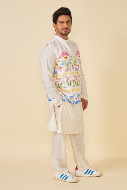 DALA EMBELLISHED MEN'S JACKET WITH LONG KURTA AND PANT (SET OF 3)