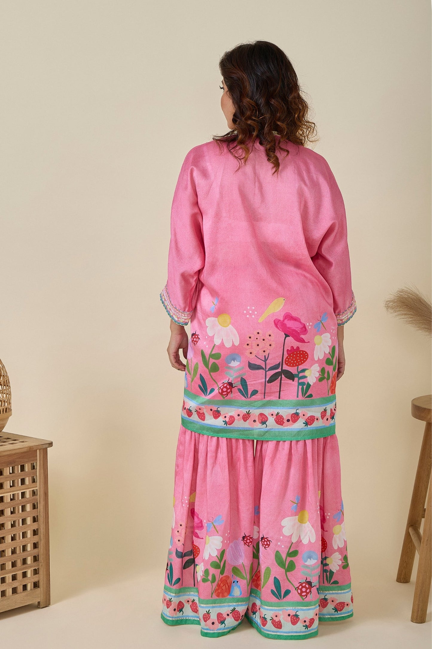 Strawberry Print Tunic And Sharara  Set ( Set Of Two)