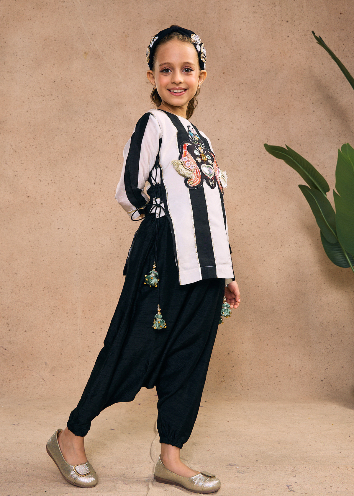 Zoey Stripe Girls Embellished Tunic & Trouser (Set of 2 pcs)