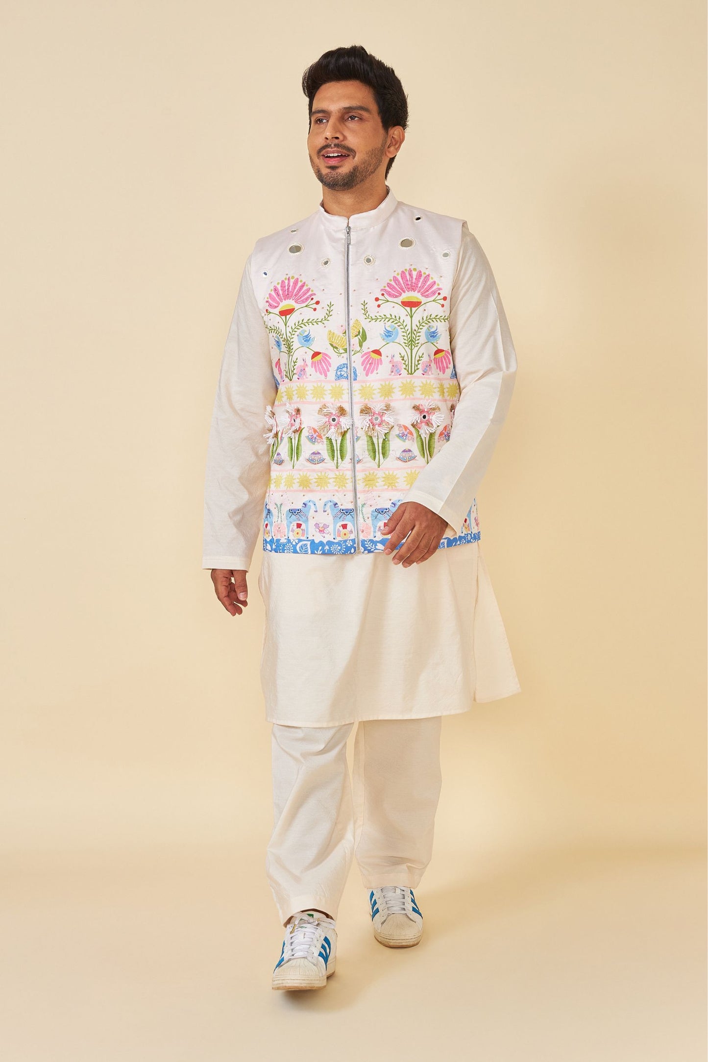 DALA EMBELLISHED MEN'S JACKET WITH LONG KURTA AND PANT (SET OF 3)