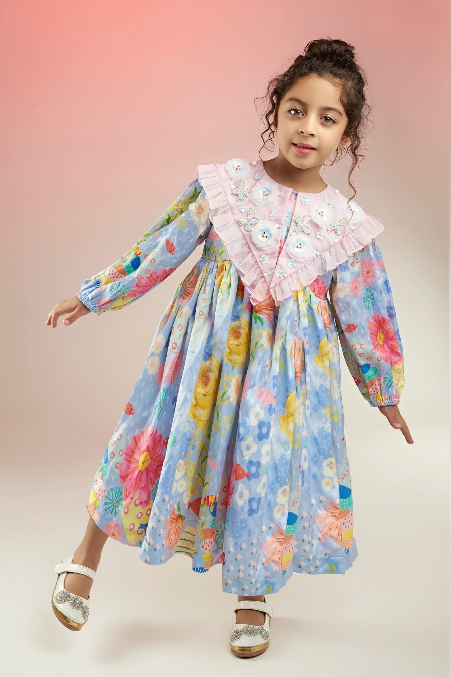 Dandy Bloom Embroidered Girls Long dress