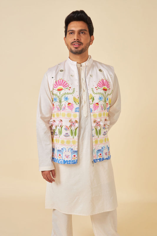 DALA EMBELLISHED MEN'S JACKET WITH LONG KURTA AND PANT (SET OF 3)