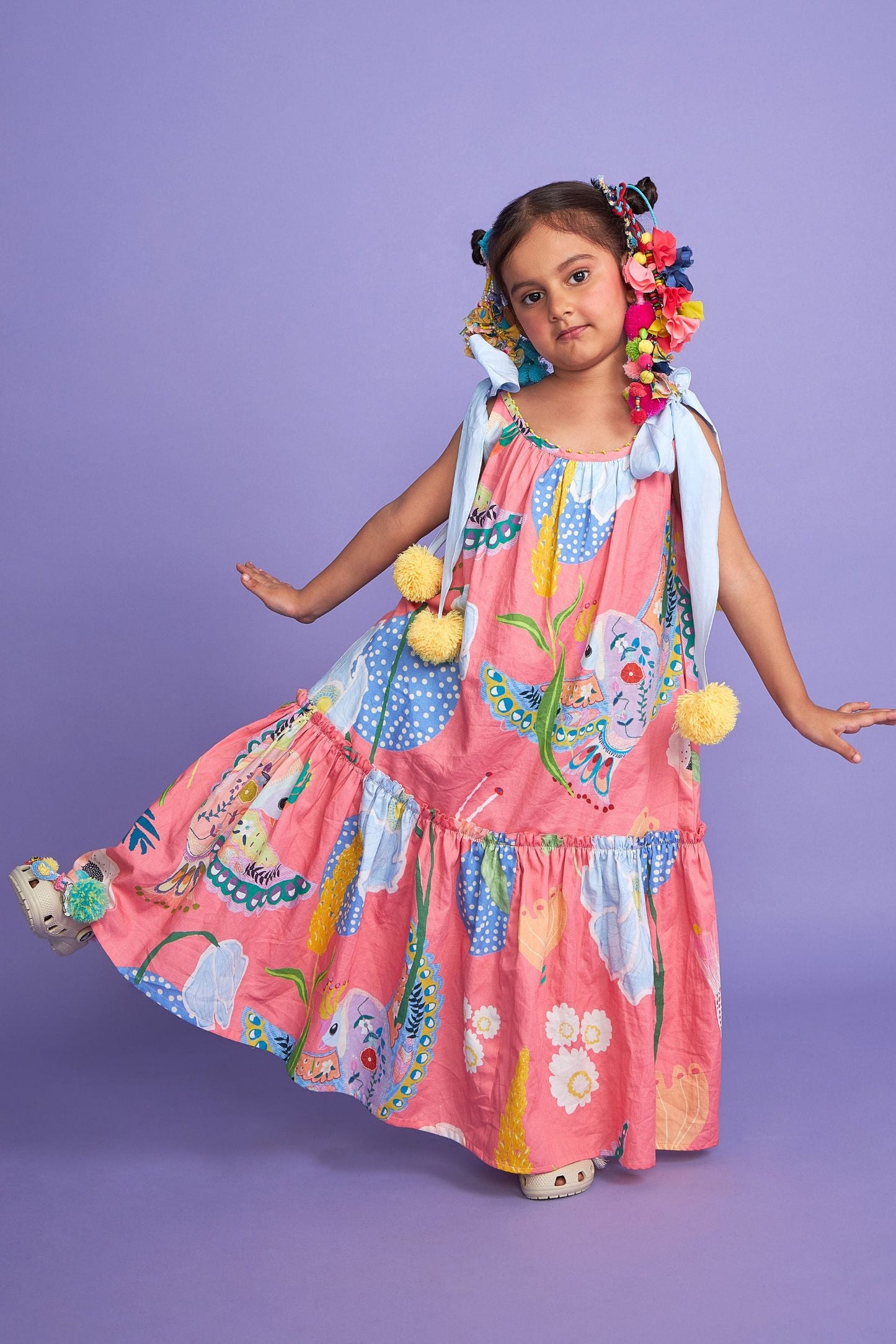 Lola Pink Kids Cotton Maxi Tiered Dress - Joey & Pooh