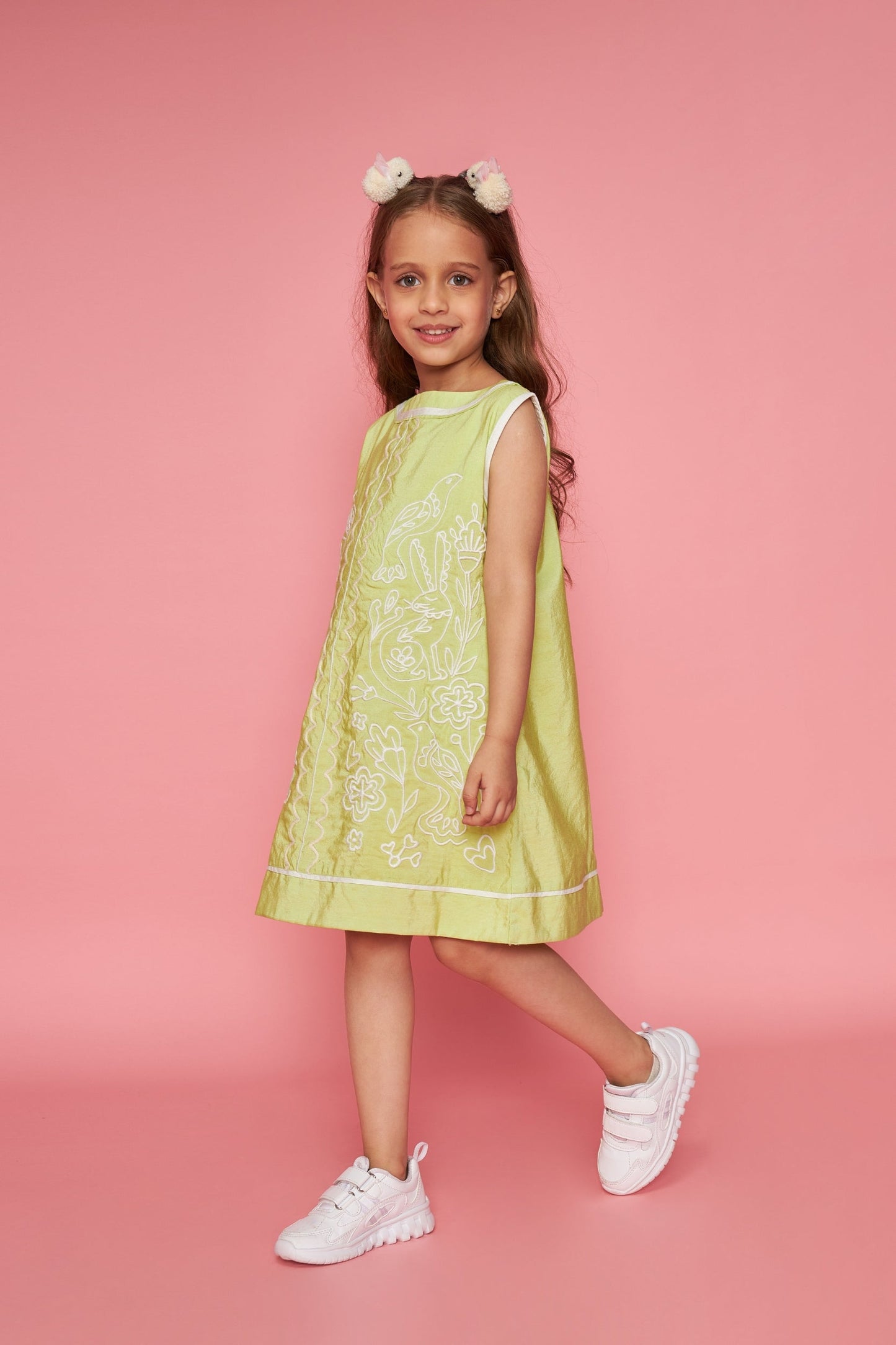 Dawn Kids Lime Embroidered Dress