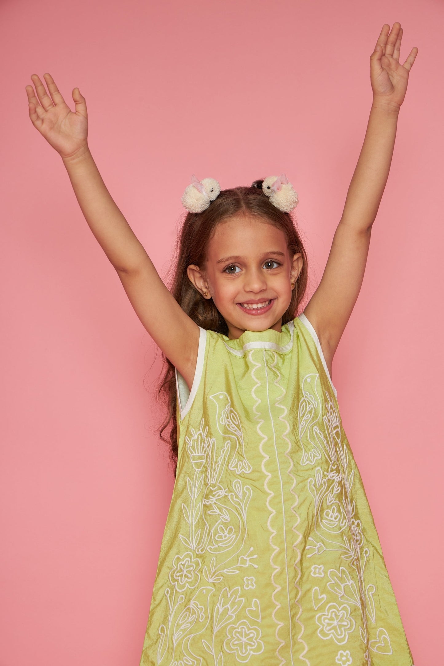 Dawn Kids Lime Embroidered Dress