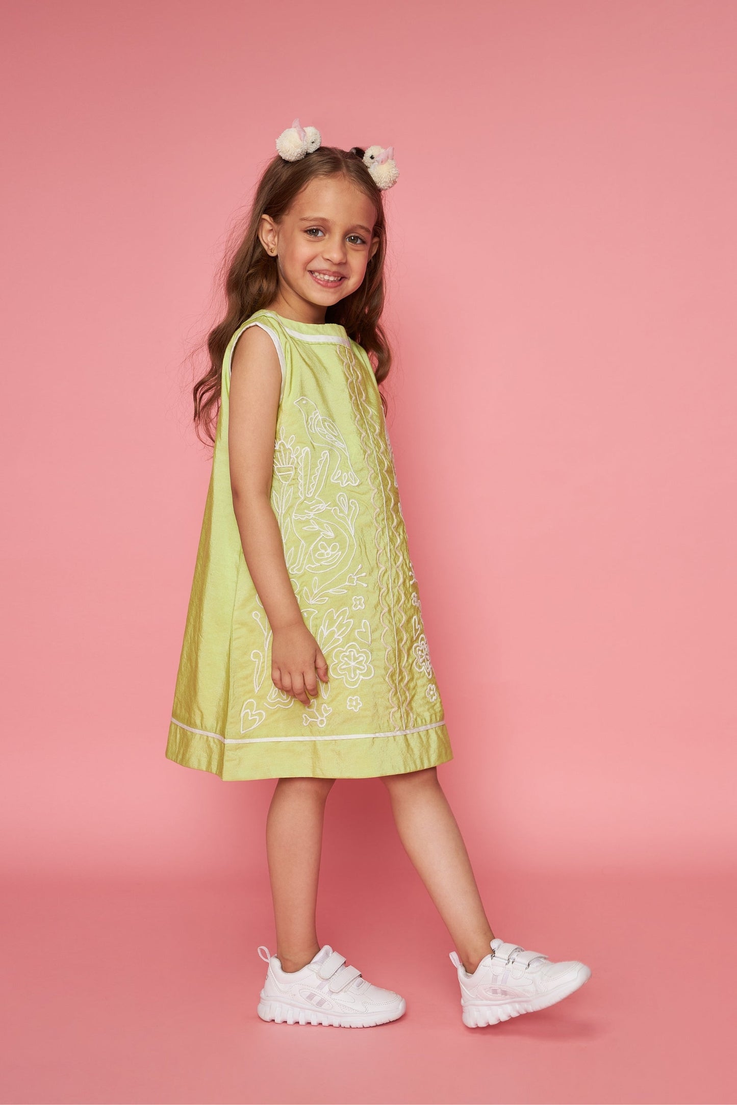 Dawn Kids Lime Embroidered Dress