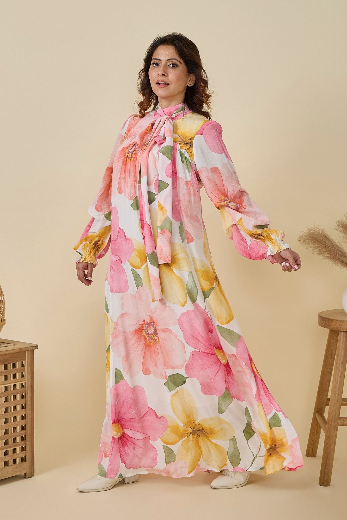 Blooming Meadow Printed Ladies Long Dress