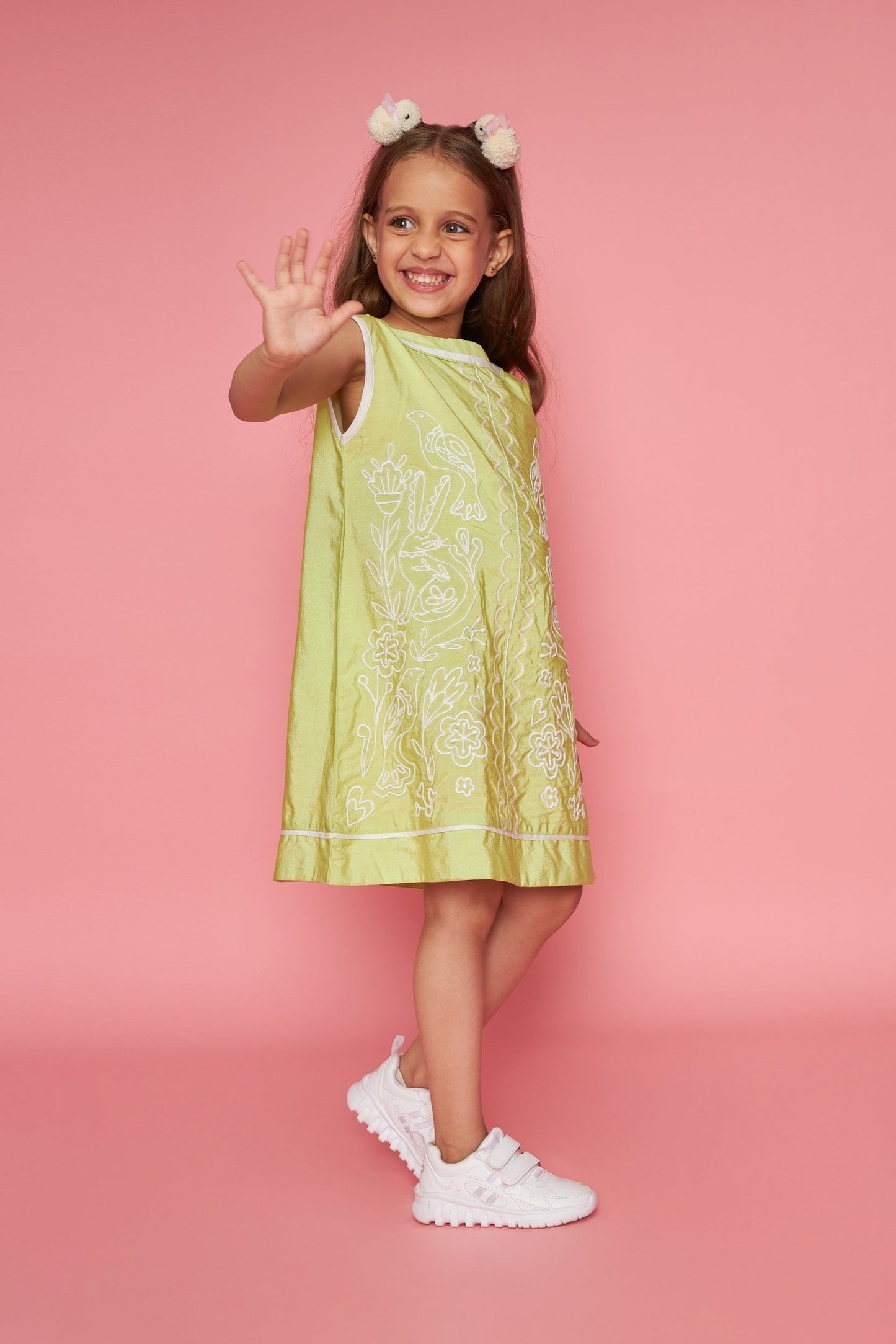 Dawn Kids Lime Embroidered Dress