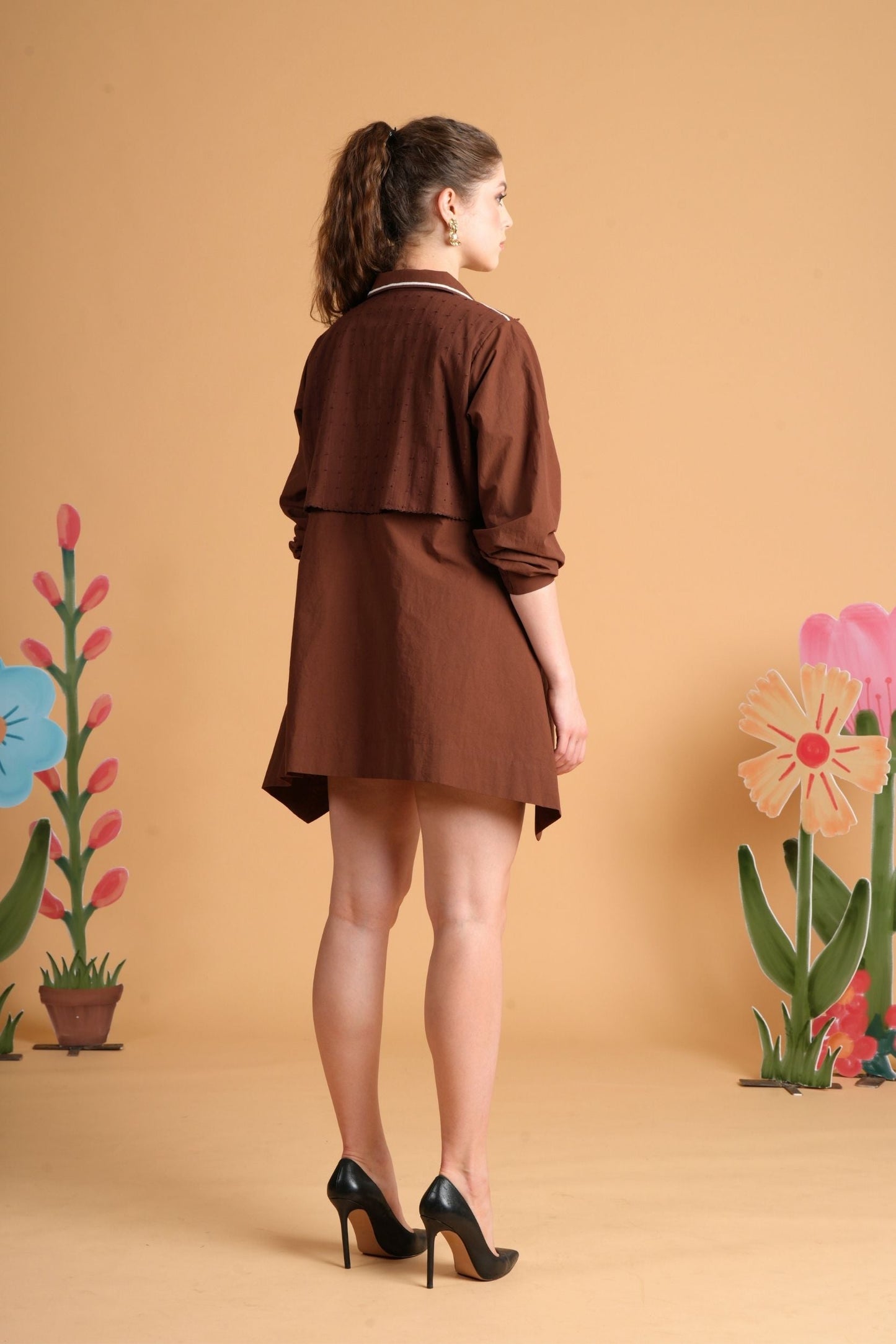 Soraya Chocolate Ladies Oversized Shacket