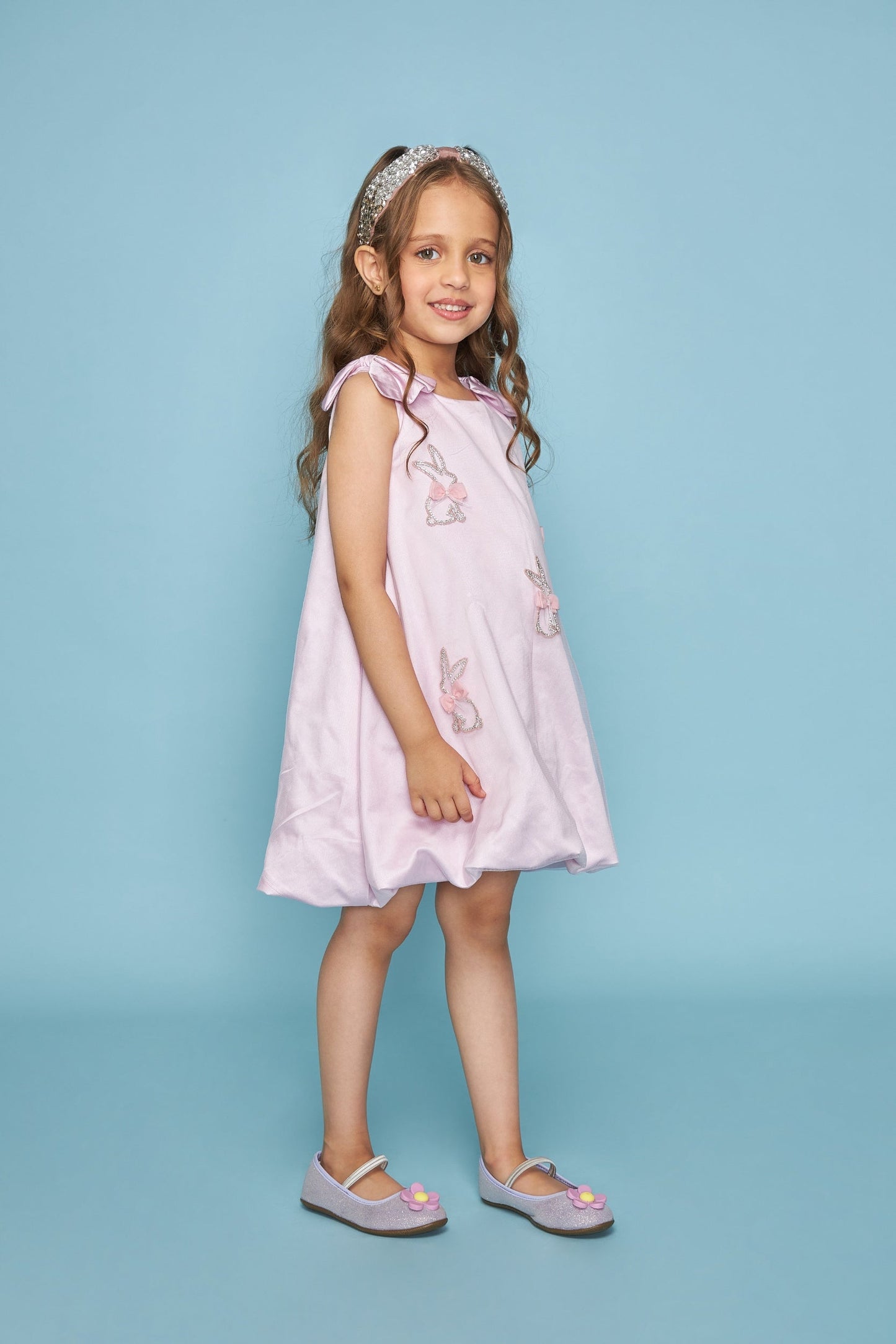 Bunny Bow Kids Embellished Puffball Dress