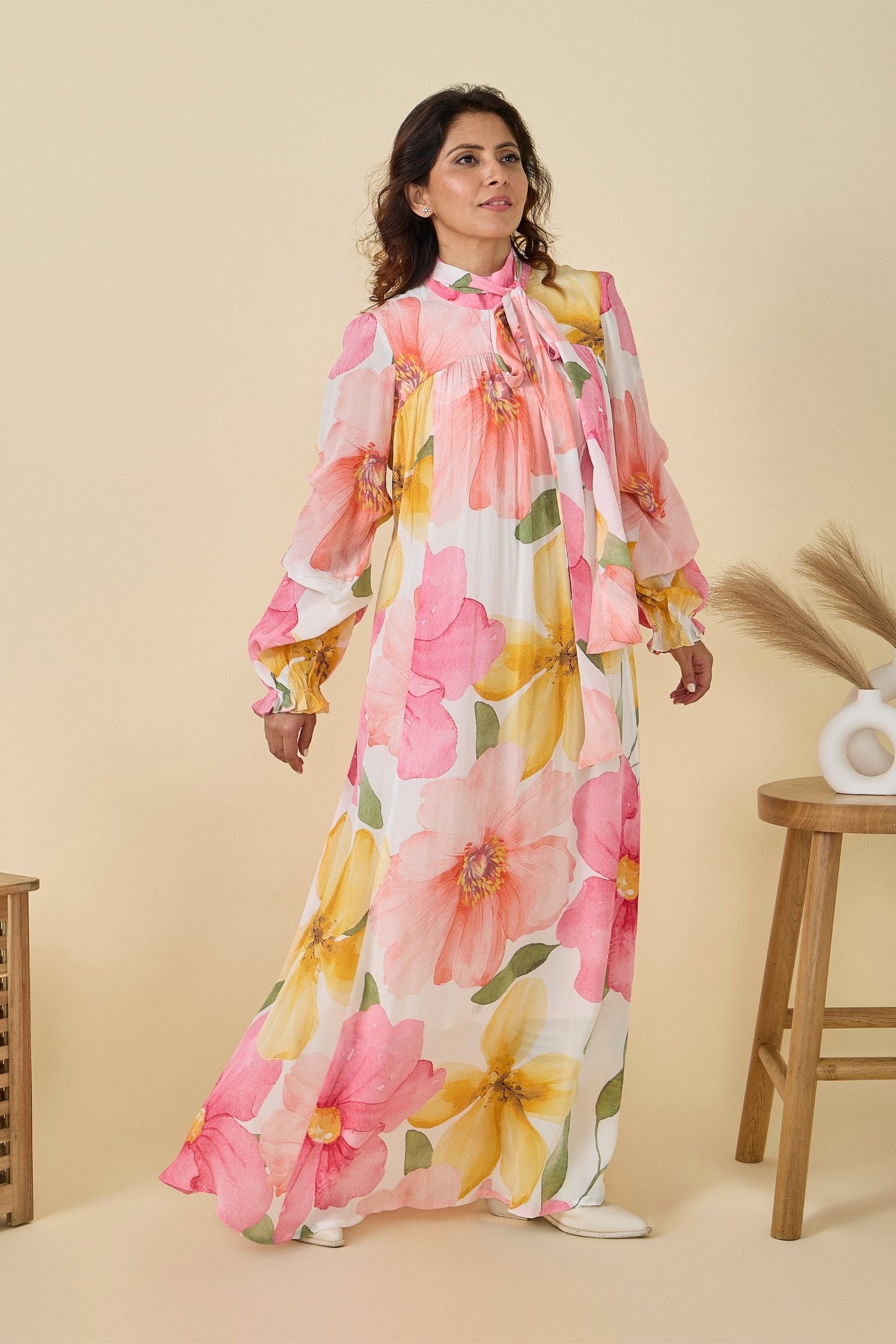 Blooming Meadow Printed Ladies Long Dress