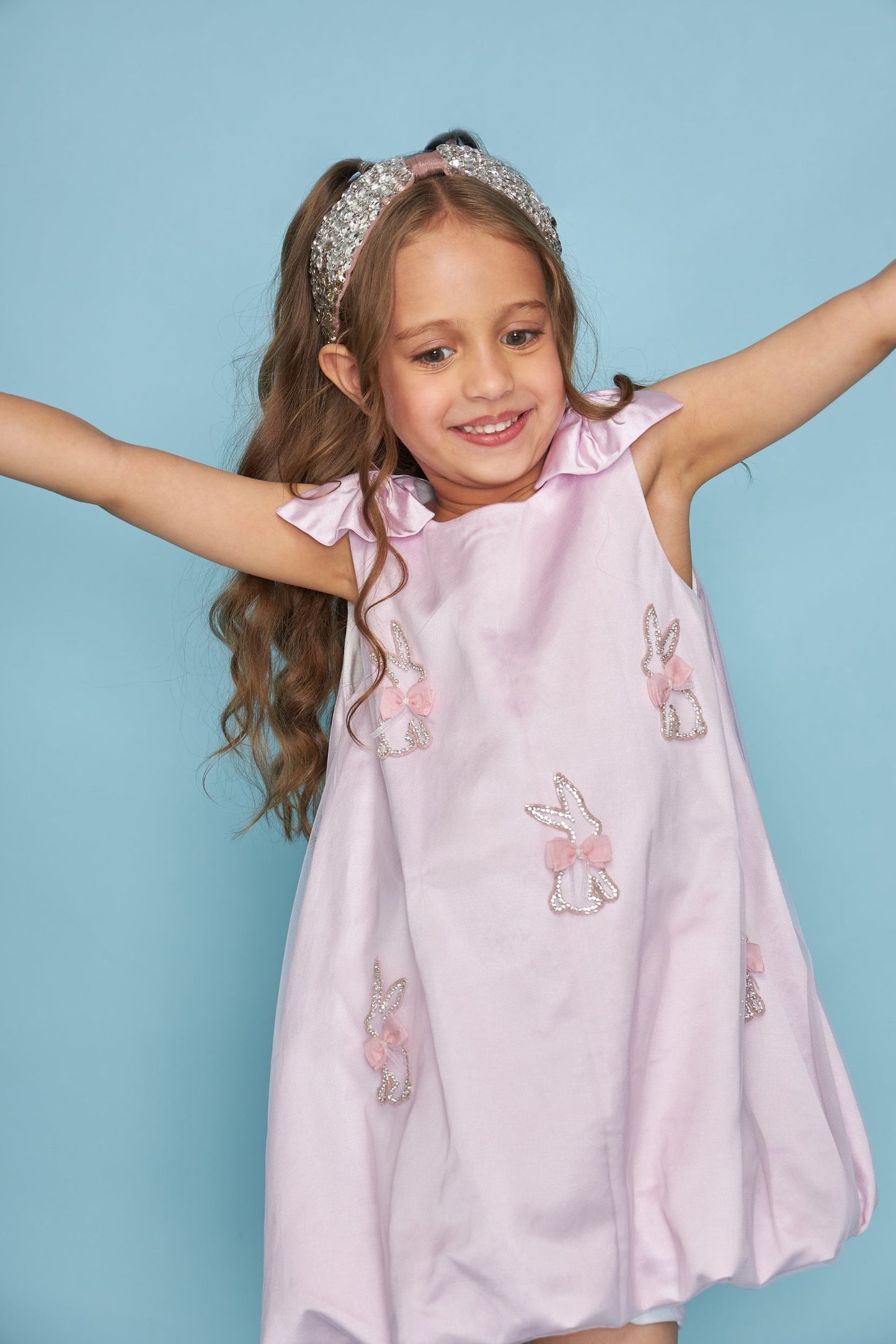 Bunny Bow Kids Embellished Puffball Dress