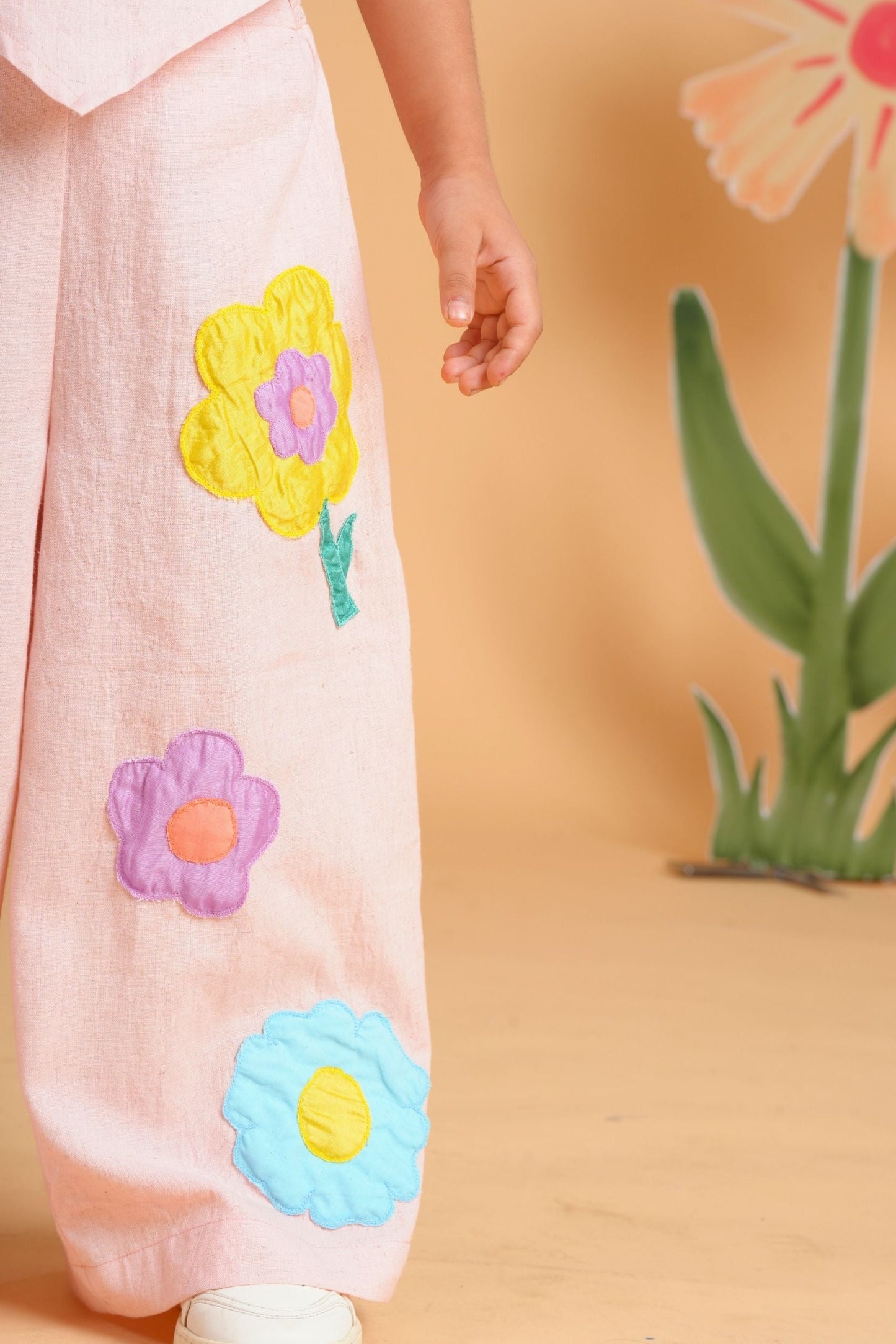 Kiki Pink Girls Embroidered Jumpsuit