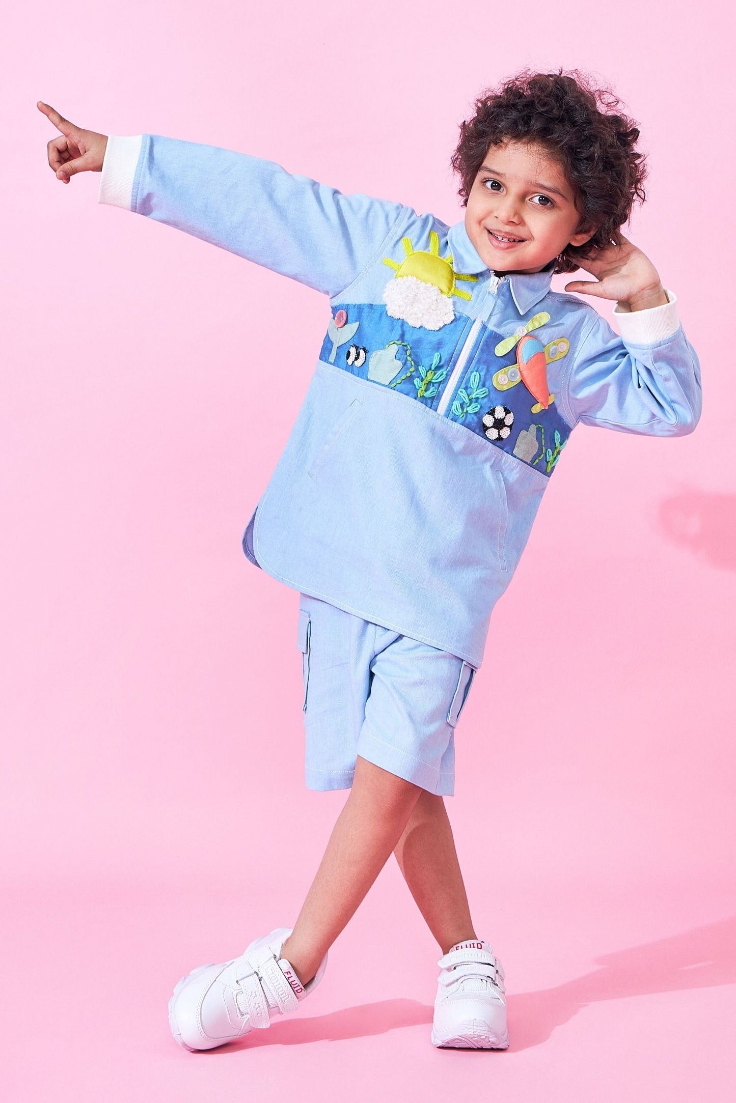 Sunny Sky Embroidered Boys Coord ( Set of 2 pcs)