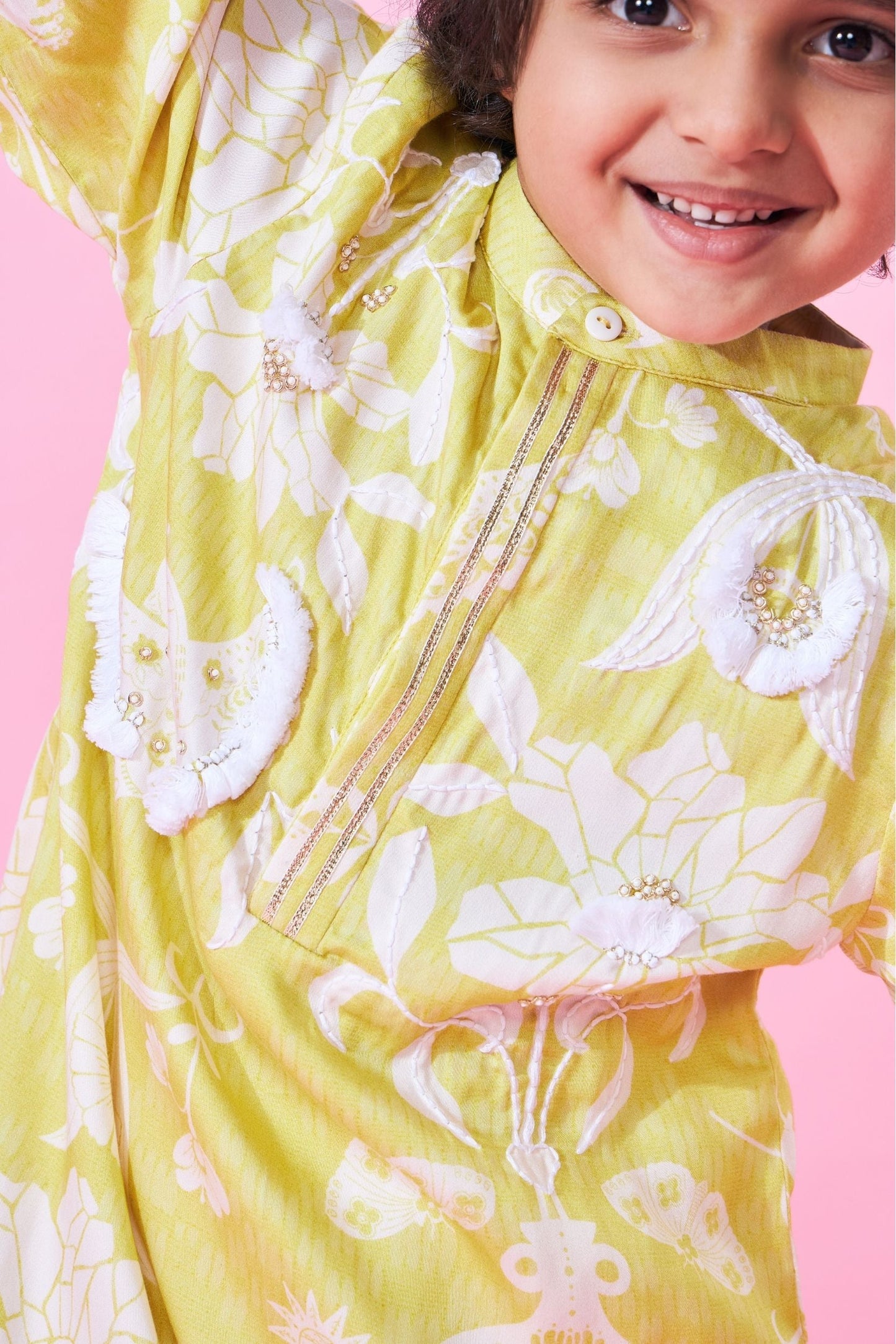 Poppy Yellow Boys Embellished Kurta & Pant ( Set of 2 pcs)