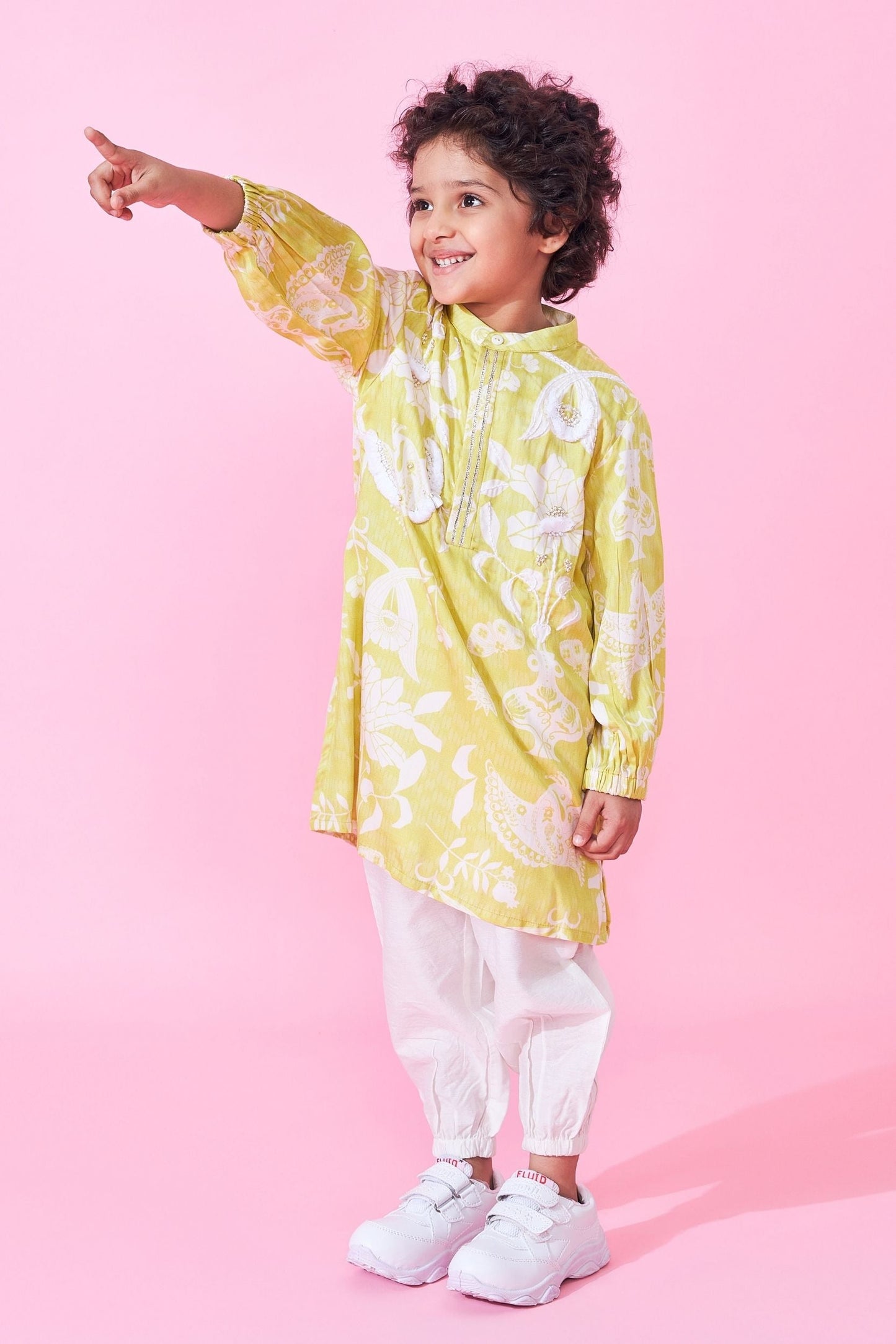 Poppy Yellow Boys Embellished Kurta & Pant ( Set of 2 pcs)