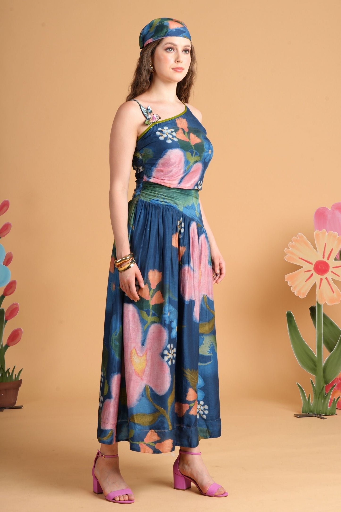 Iris Bloom Bird Dress & Skirt Cord Twinning Set
