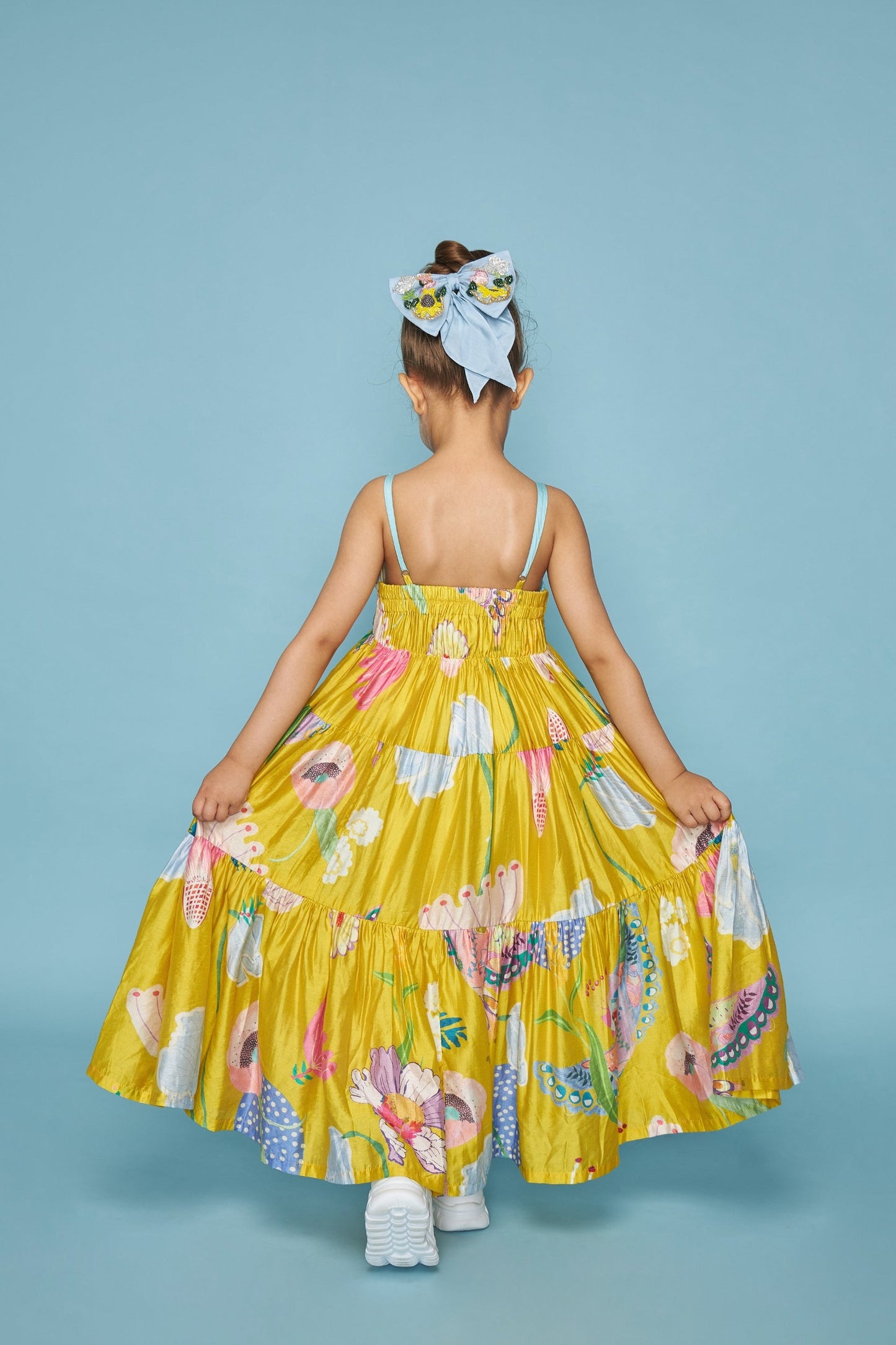 Yellow Bloom Kids Embellished Maxi Tier Dress - Joey & Pooh