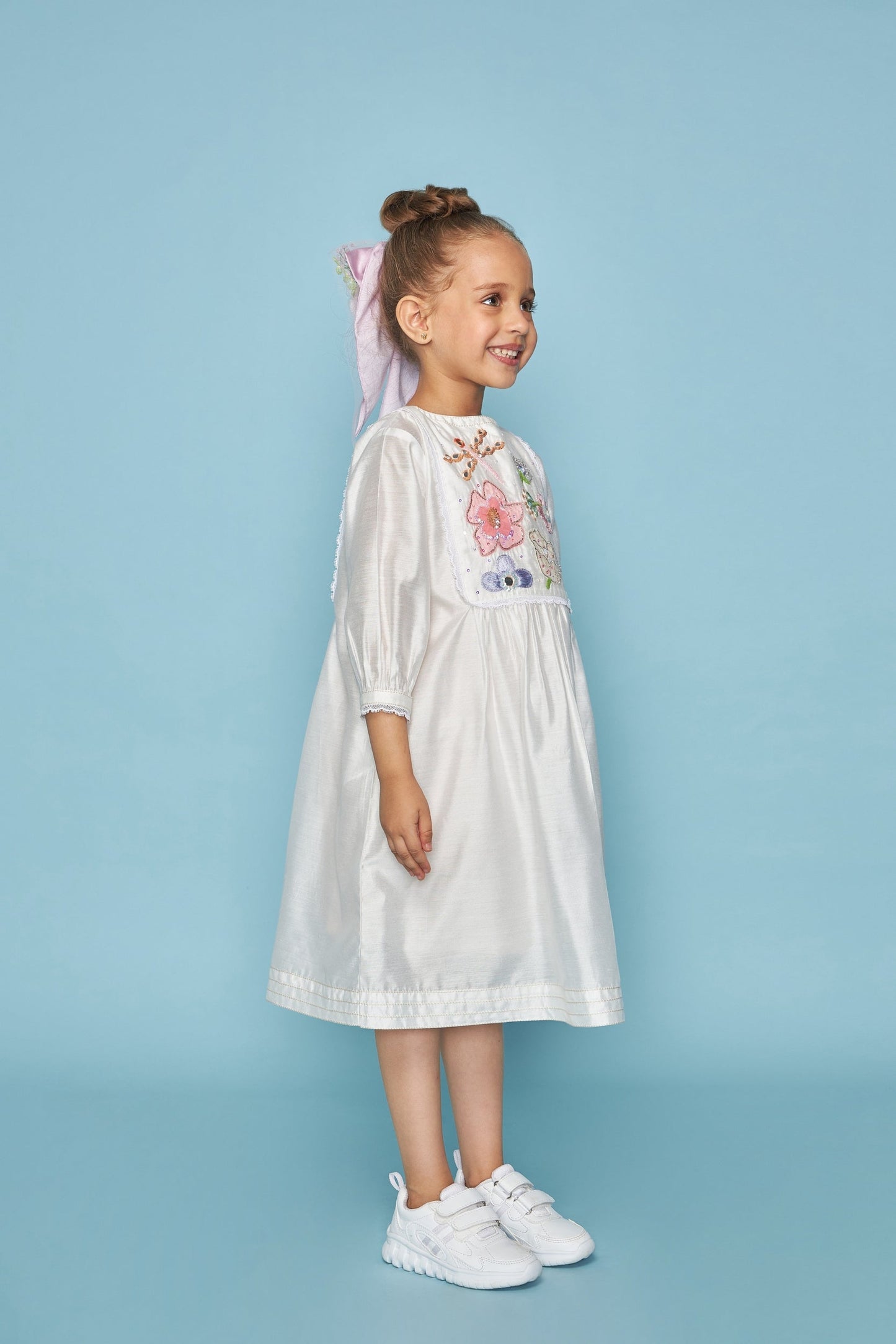 Dragonfly Mirror Yoke Hand Embellished Kids Dress - Joey & Pooh