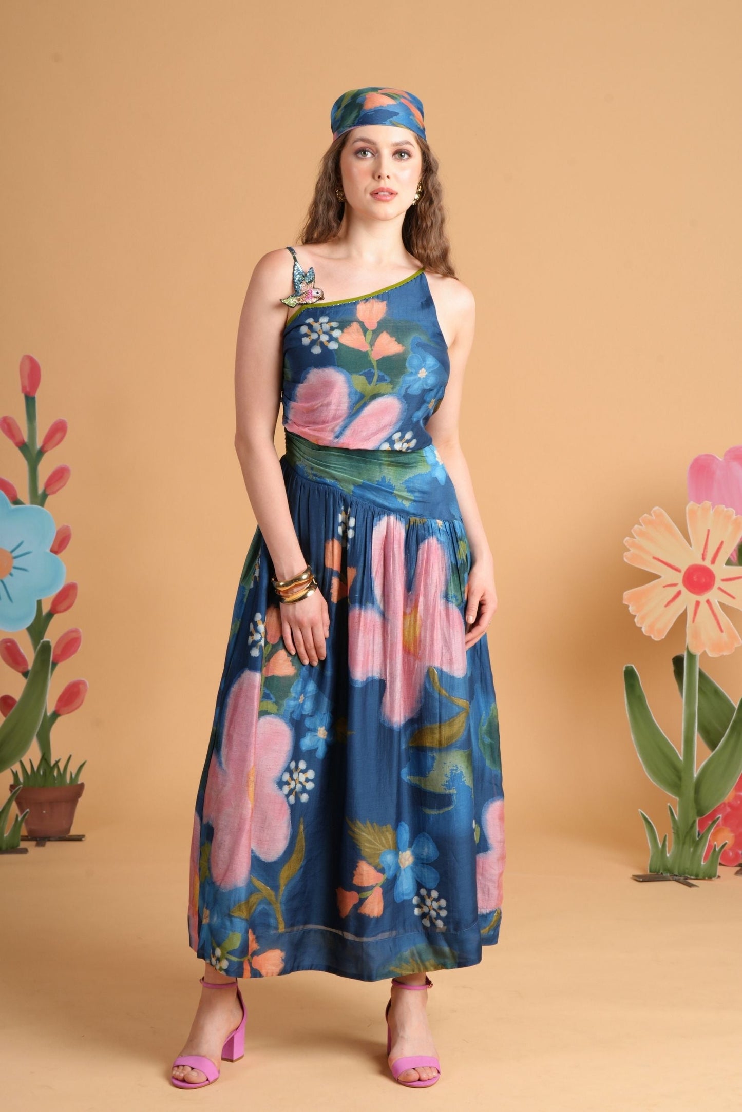 Iris Bloom Bird Dress & Skirt Cord Twinning Set