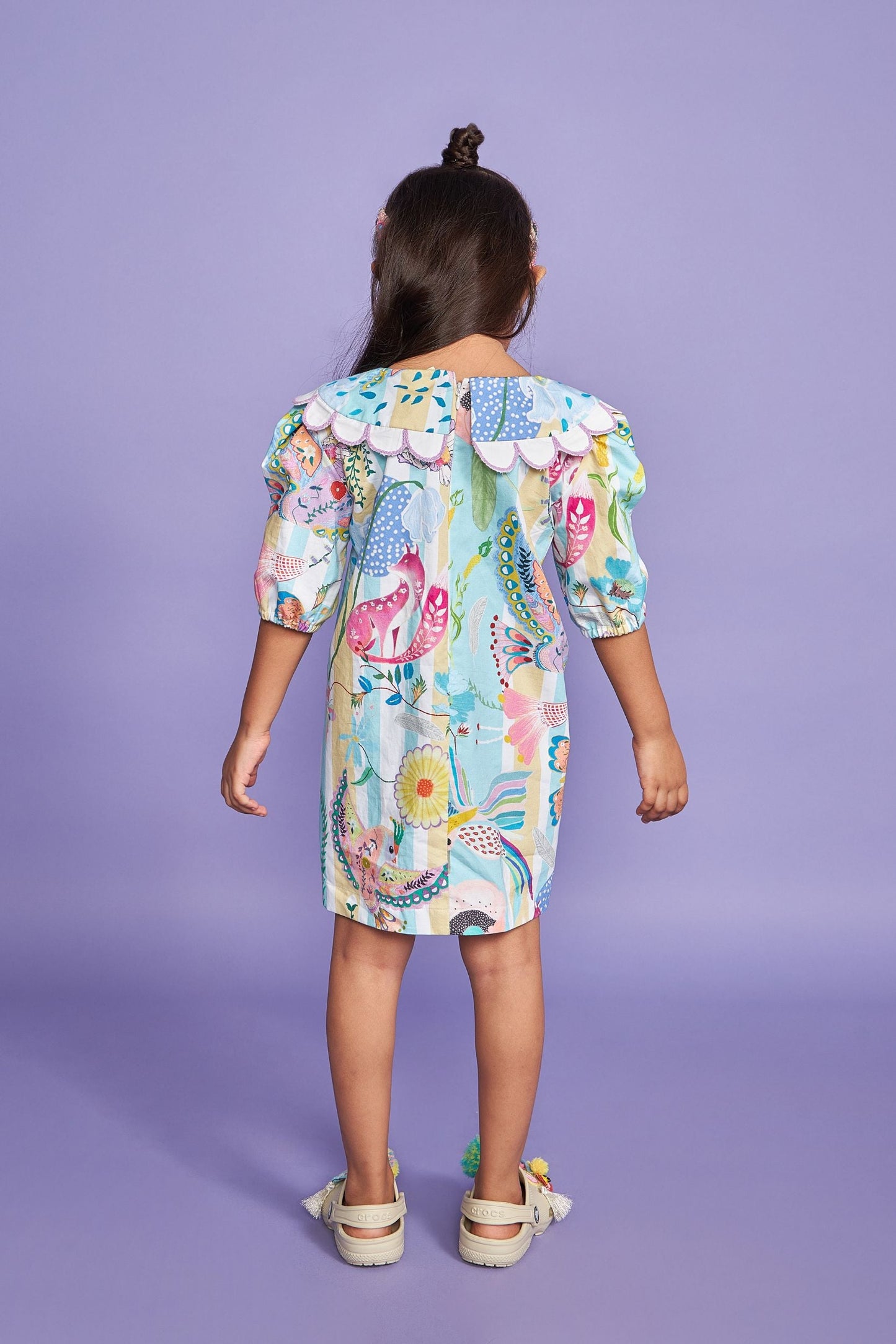 Bobo Kids Collar Hand Embroidered Cotton Dress- Joey & Pooh