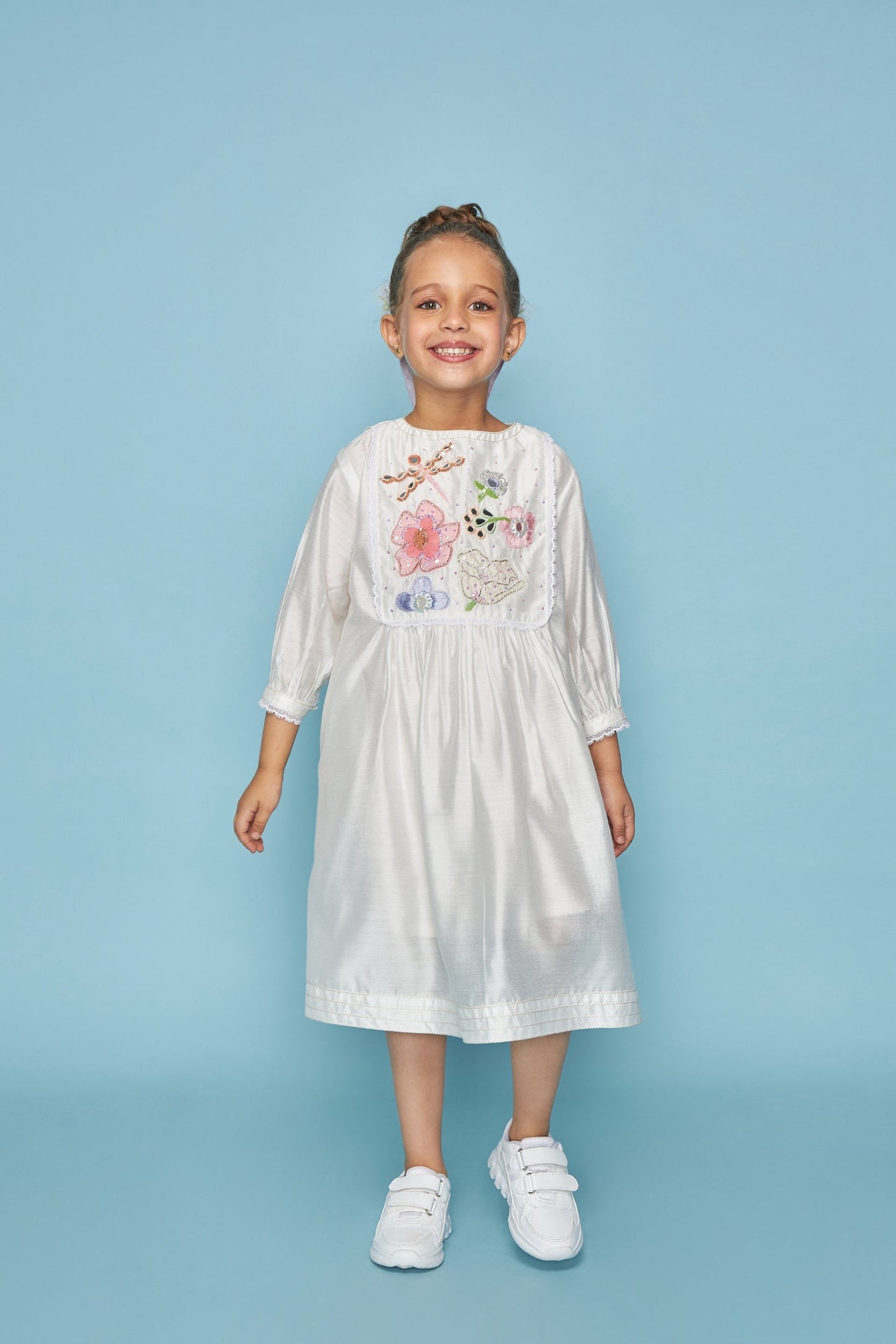 Dragonfly Mirror Yoke Hand Embellished Kids Dress - Joey & Pooh