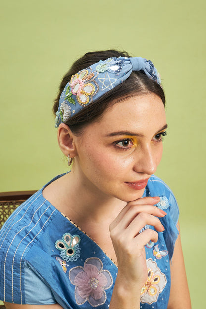 Thea Blue Mirror Embellished Headband