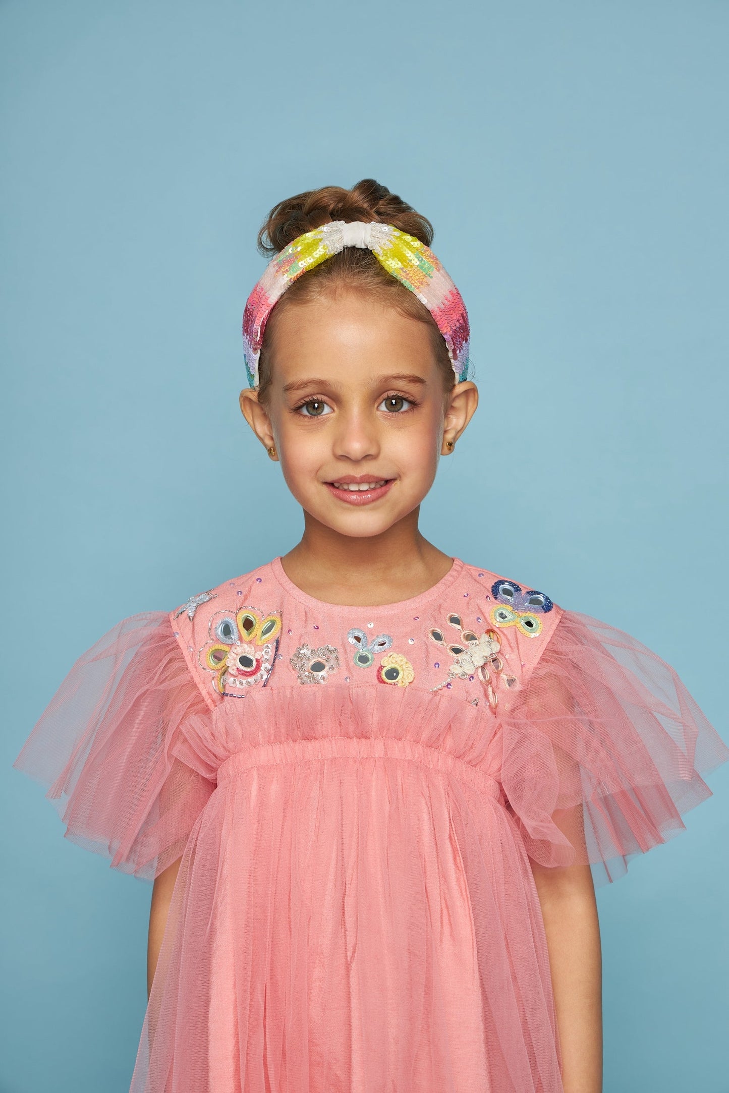 Dragonfly Pink Frill Hand Embellished Kids Dress - Joey & Pooh