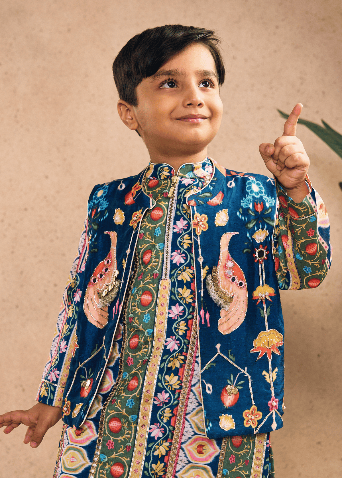 Melanie Stripe Boys Kurta Set with Bundi (Set of 3 pcs)