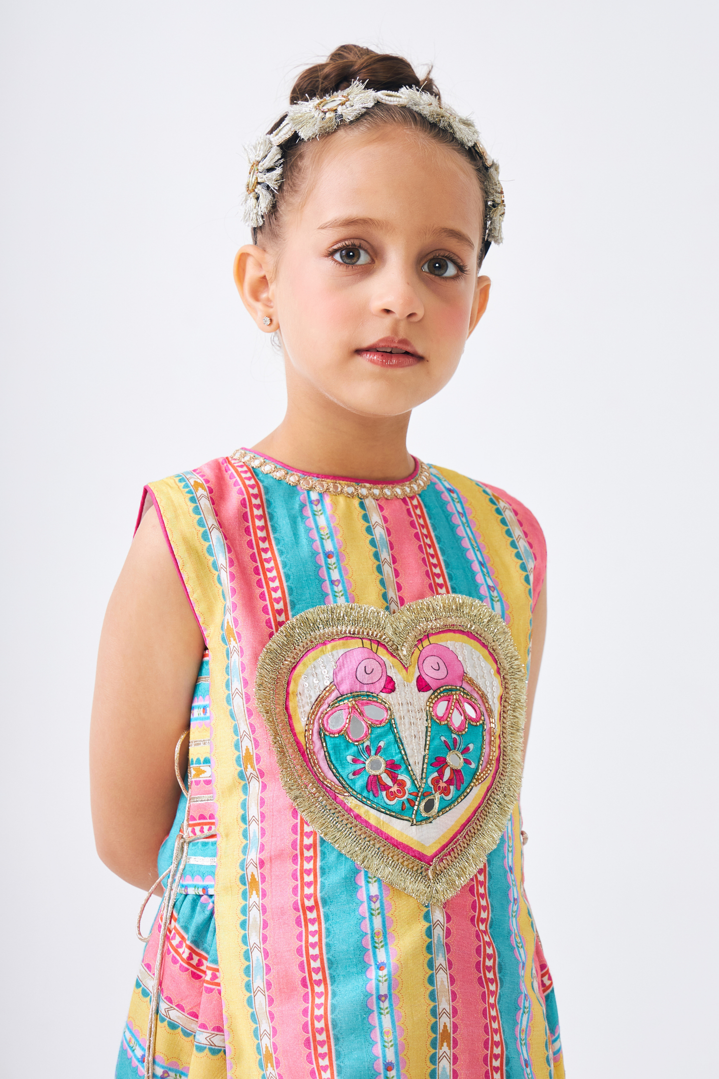 Freya Lovebirds Girls Embellished Top & Lehenga (Set of 2 Pcs)