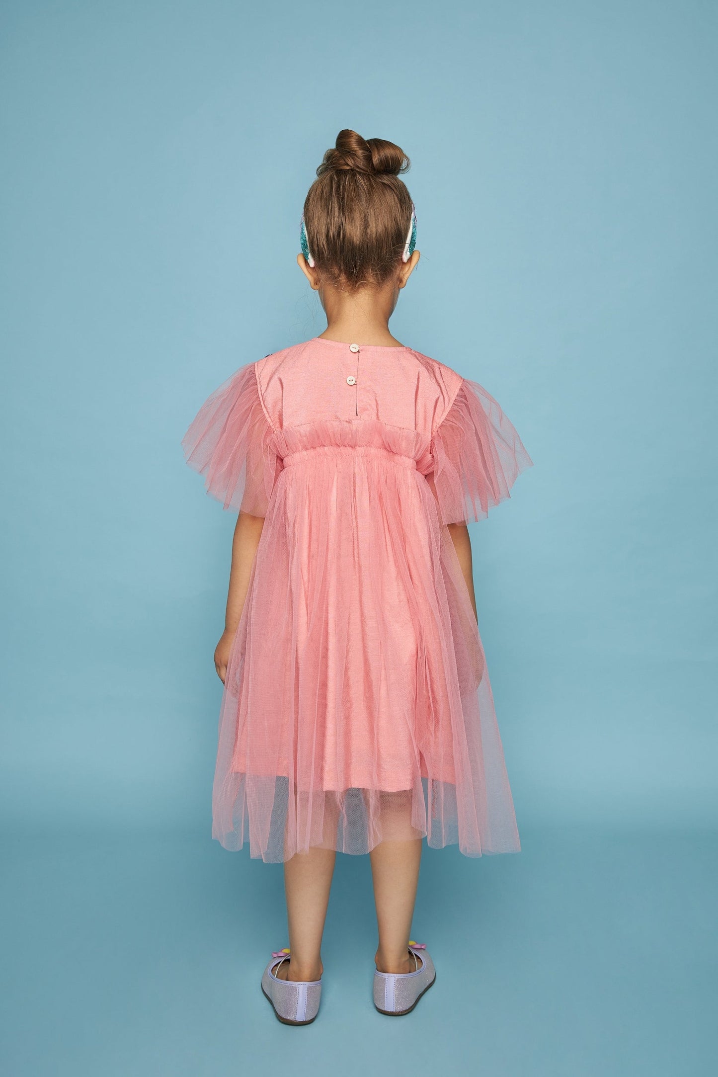 Dragonfly Pink Frill Hand Embellished Kids Dress - Joey & Pooh