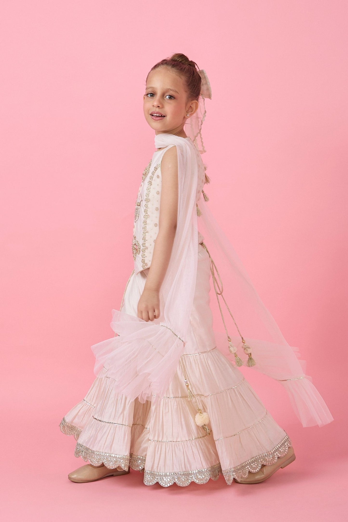 Ivory Long Top & Flared Pants Set (3 pc set)
